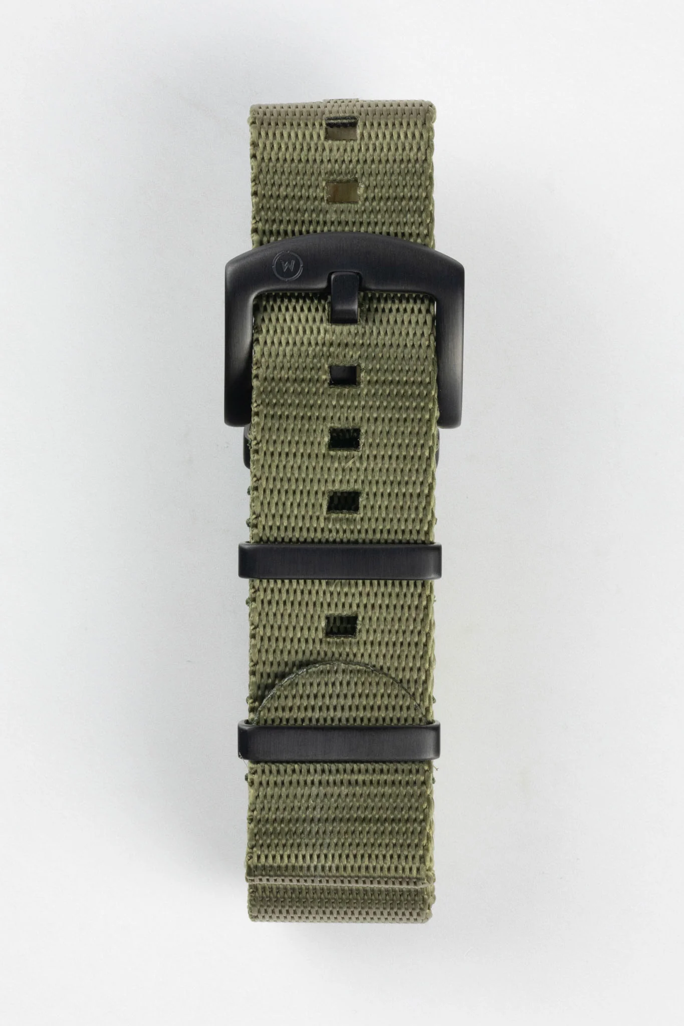 Seatbelt Nylon Watch Strap in ARMY GREEN with BLACK PVD Hardware - Image 3