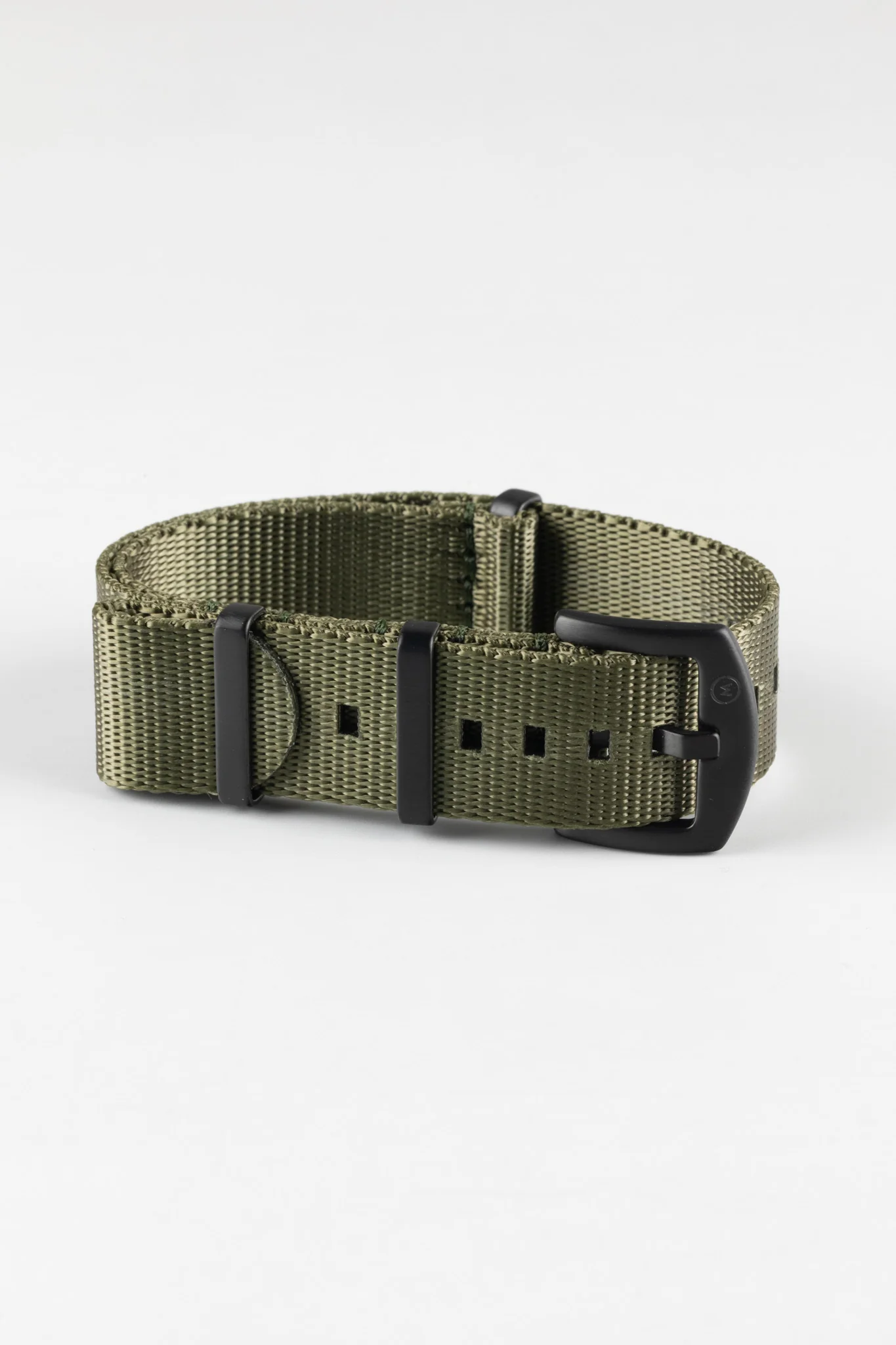 Seatbelt Nylon Watch Strap in ARMY GREEN with BLACK PVD Hardware - Image 5