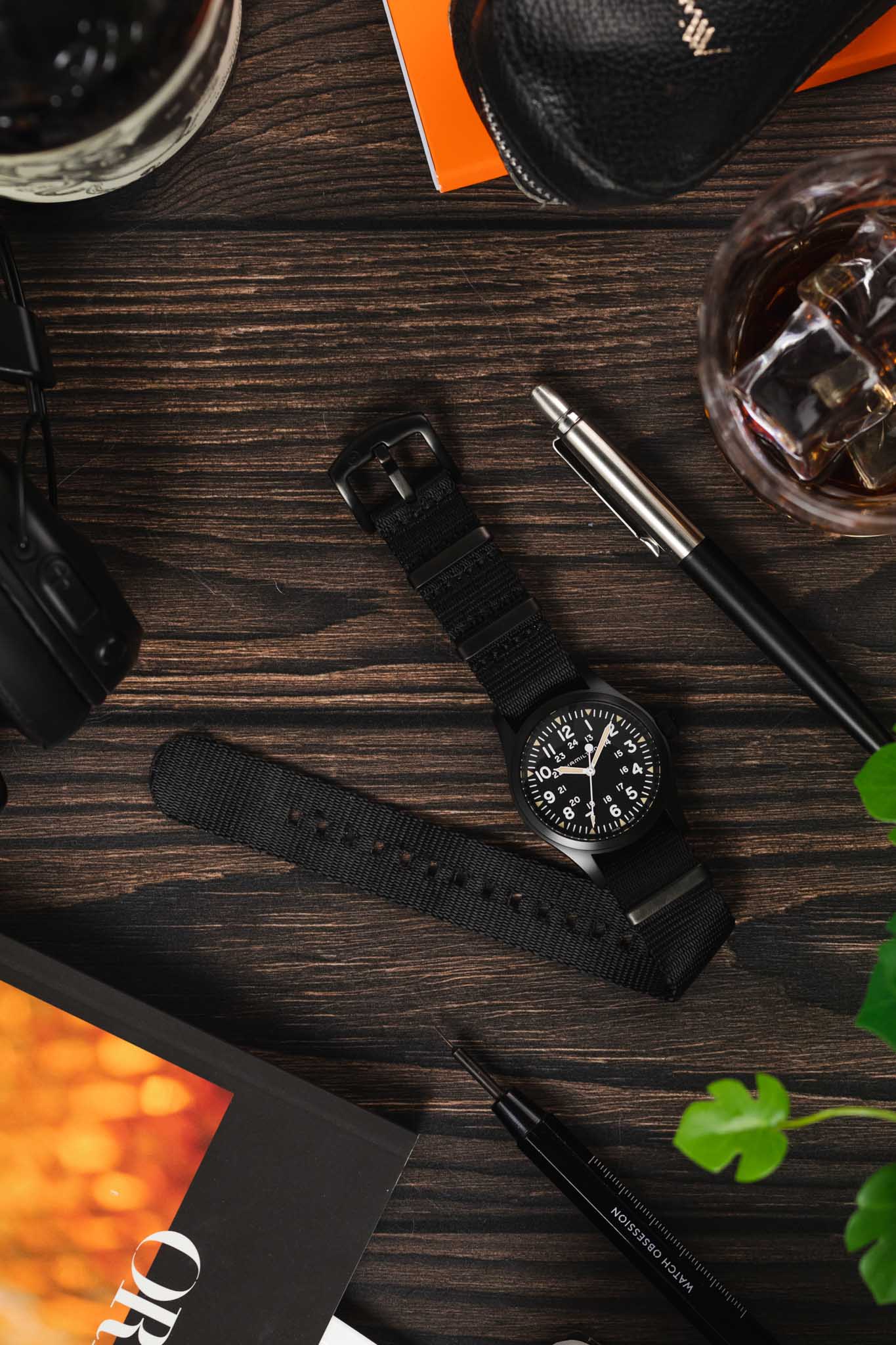 Seatbelt Nylon Watch Strap in BLACK with BLACK PVD Hardware - Image 6