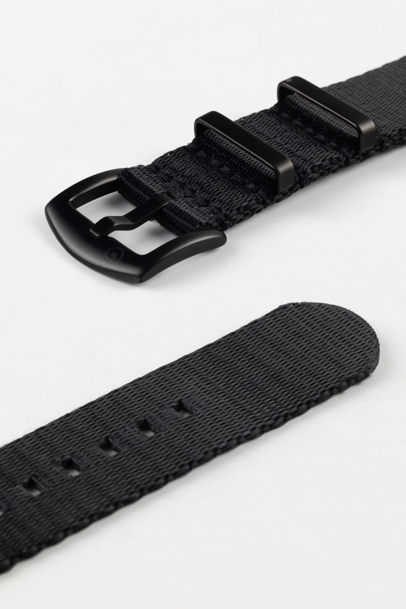 Seatbelt Nylon Watch Strap in BLACK with BLACK PVD Hardware - Image 7