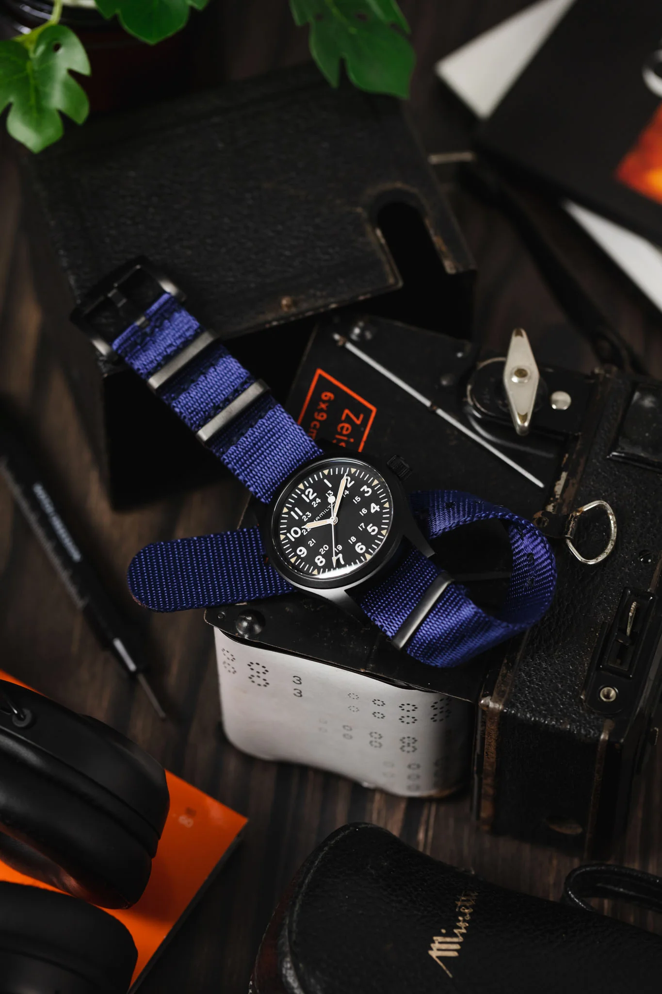 Seatbelt Nylon Watch Strap in DARK BLUE with BLACK PVD Hardware - Image 4