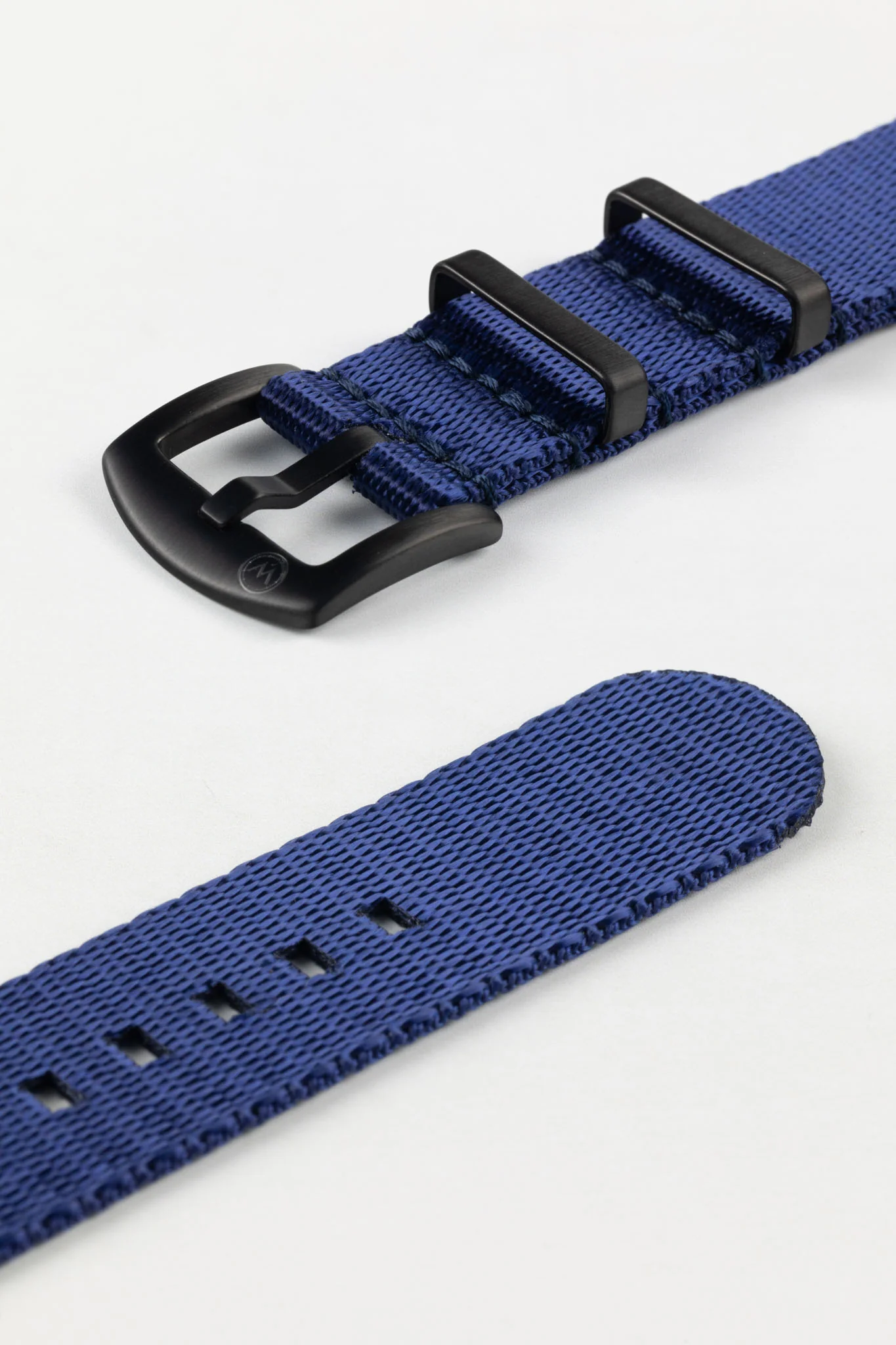 Seatbelt Nylon Watch Strap in DARK BLUE with BLACK PVD Hardware - Image 7