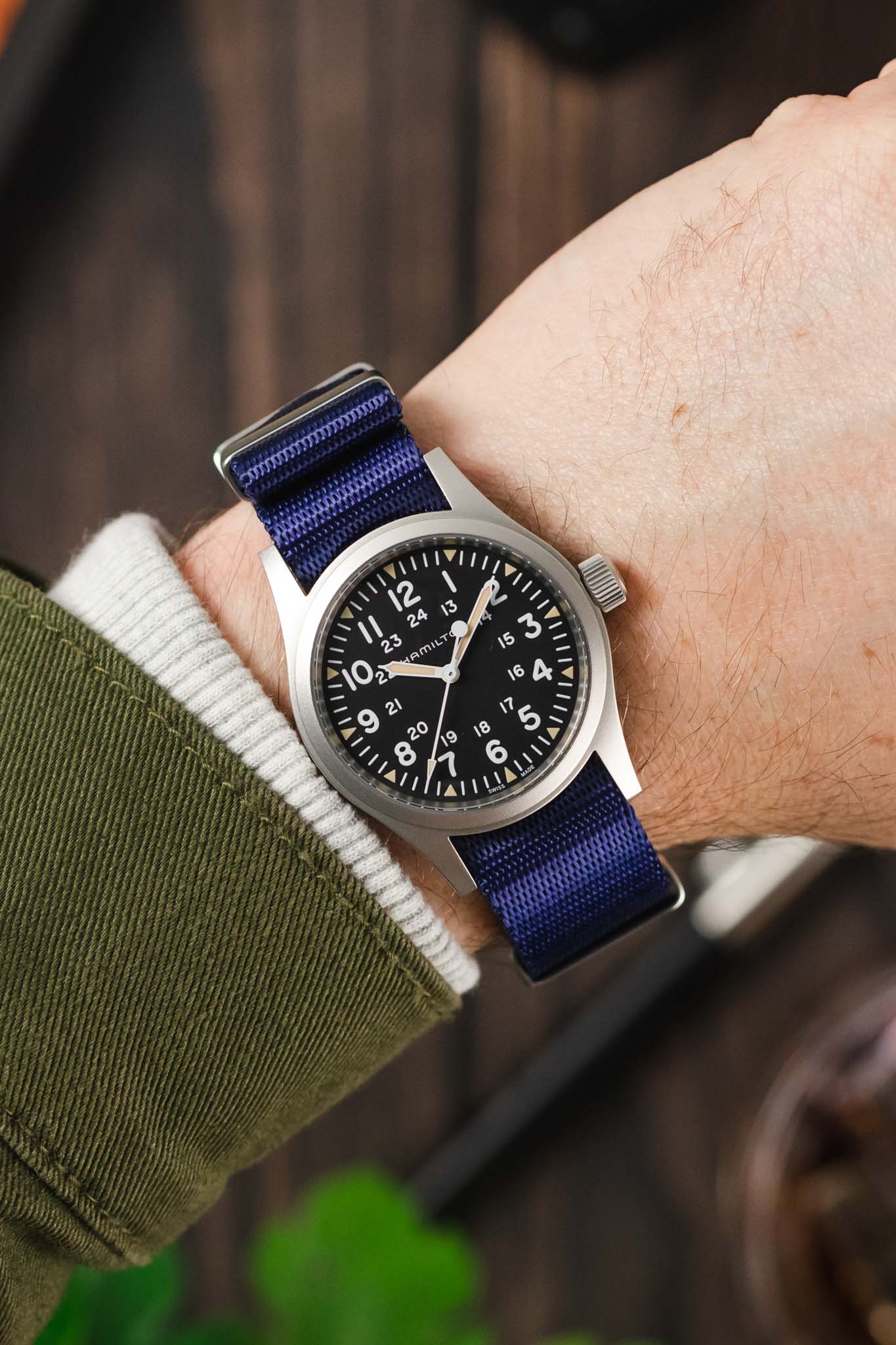 Seatbelt Nylon Watch Strap in DARK BLUE with BRUSHED STEEL Hardware - Image 2