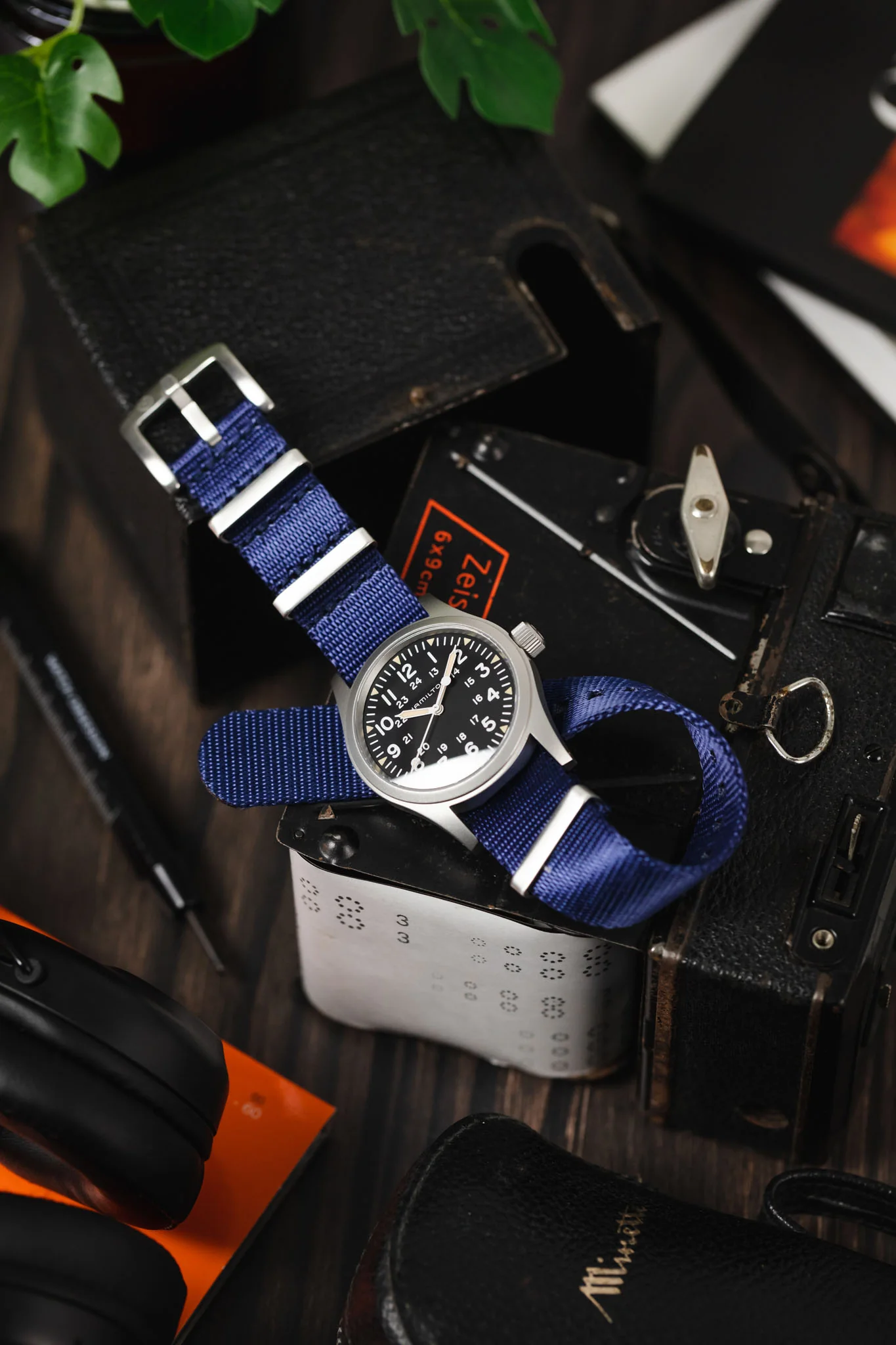 Seatbelt Nylon Watch Strap in DARK BLUE with BRUSHED STEEL Hardware - Image 4
