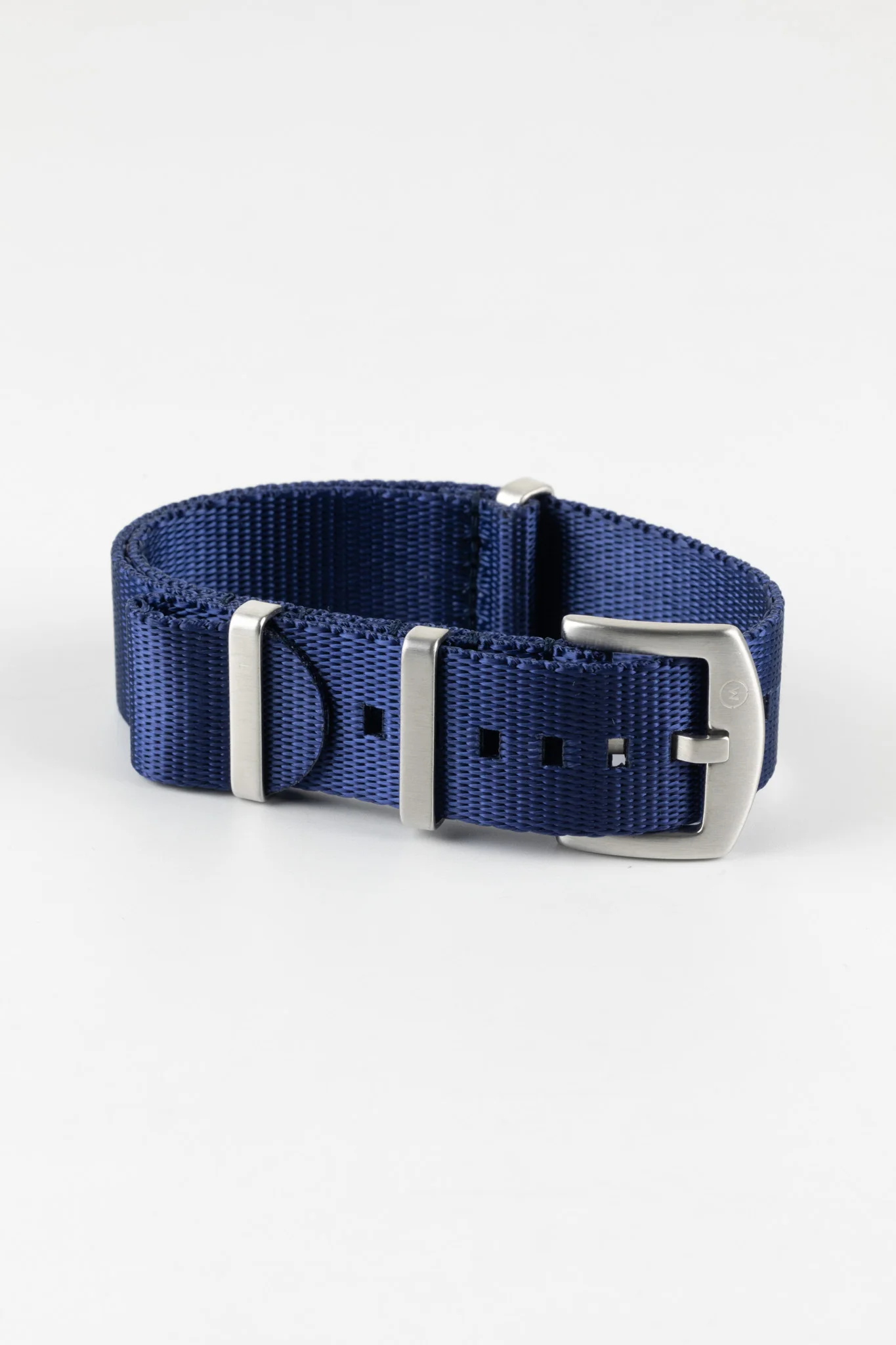 Seatbelt Nylon Watch Strap in DARK BLUE with BRUSHED STEEL Hardware - Image 5