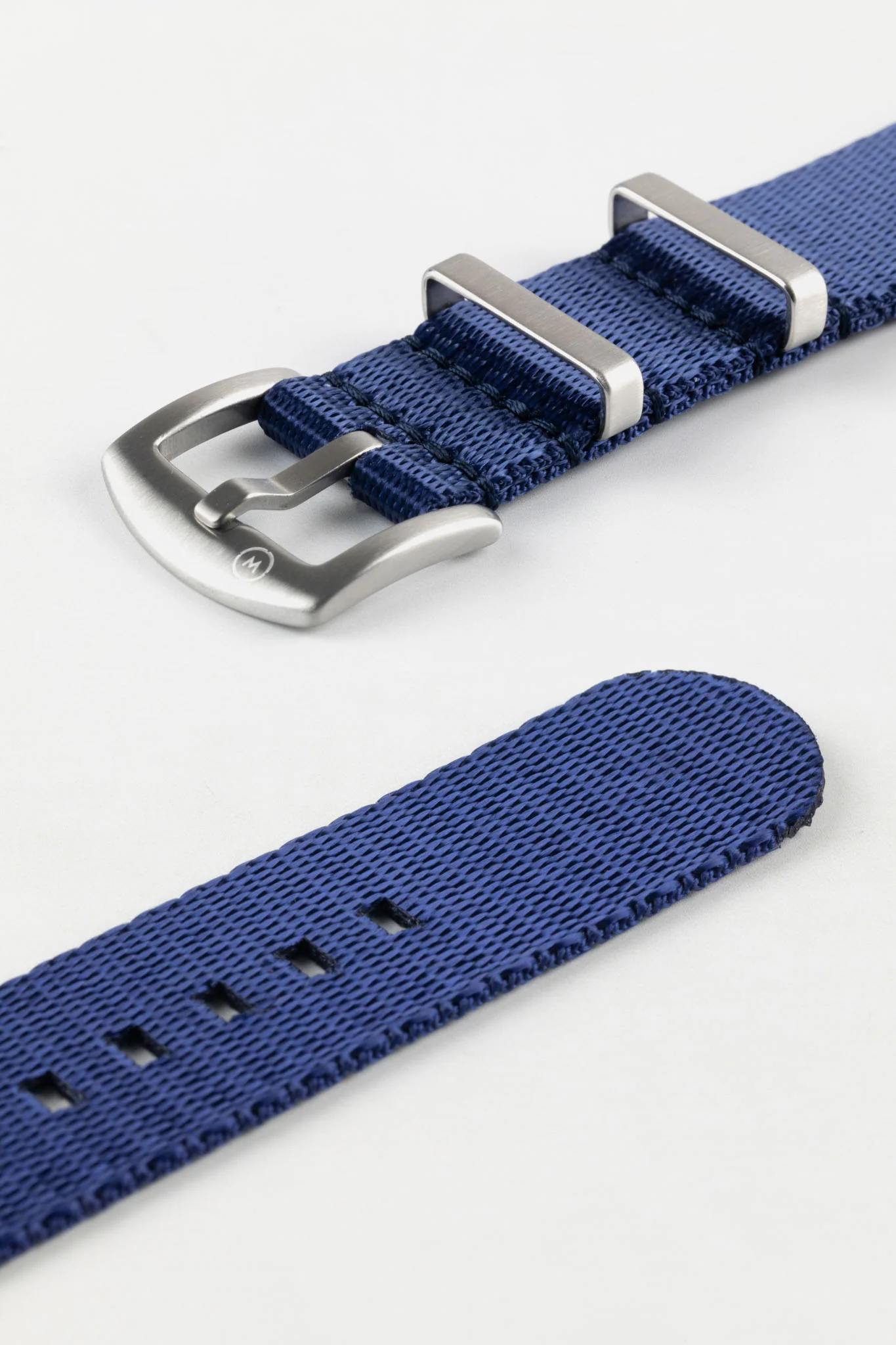 Seatbelt Nylon Watch Strap in DARK BLUE with BRUSHED STEEL Hardware - Image 7