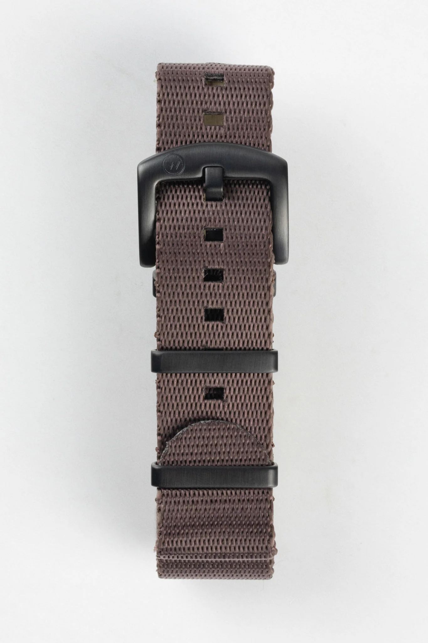Seatbelt Nylon Watch Strap in DARK BROWN with BLACK PVD Hardware - Image 3