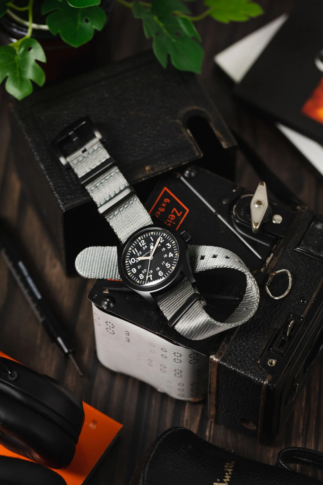 Seatbelt Nylon Watch Strap in GREY with BLACK PVD Hardware - Image 4