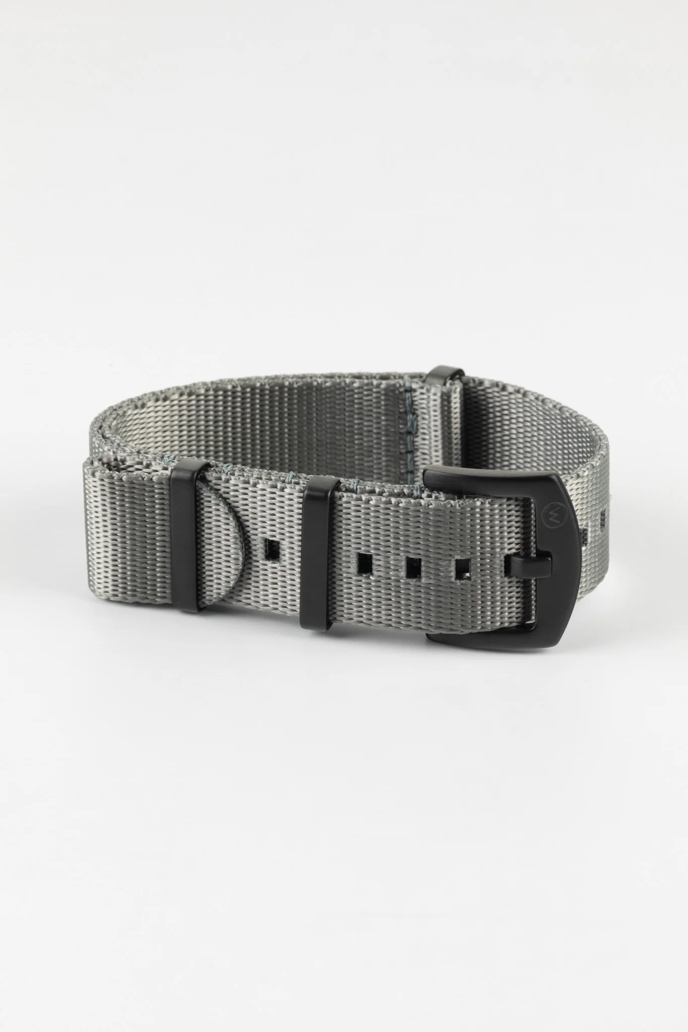 Seatbelt Nylon Watch Strap in GREY with BLACK PVD Hardware - Image 5