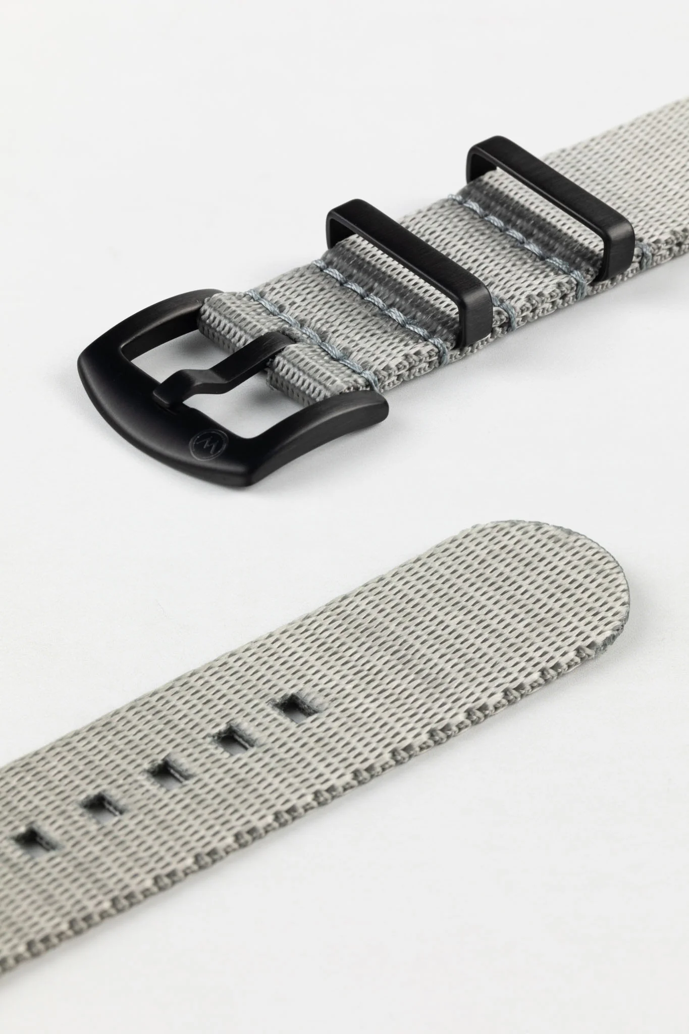 Seatbelt Nylon Watch Strap in GREY with BLACK PVD Hardware - Image 7