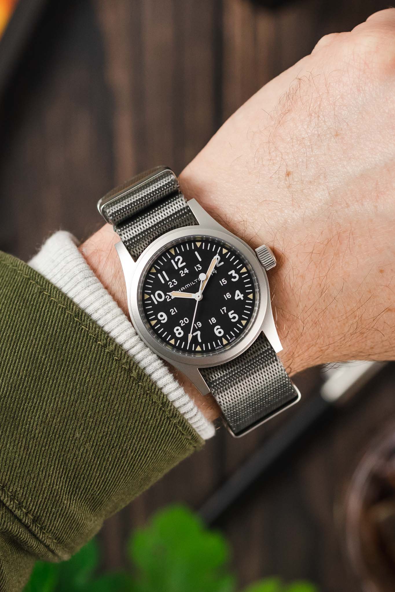 Seatbelt Nylon Watch Strap in GREY with BRUSHED STEEL Hardware - Image 2