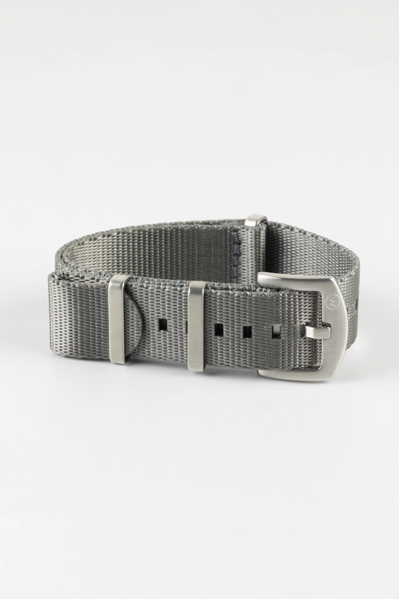 Seatbelt Nylon Watch Strap in GREY with BRUSHED STEEL Hardware - Image 5