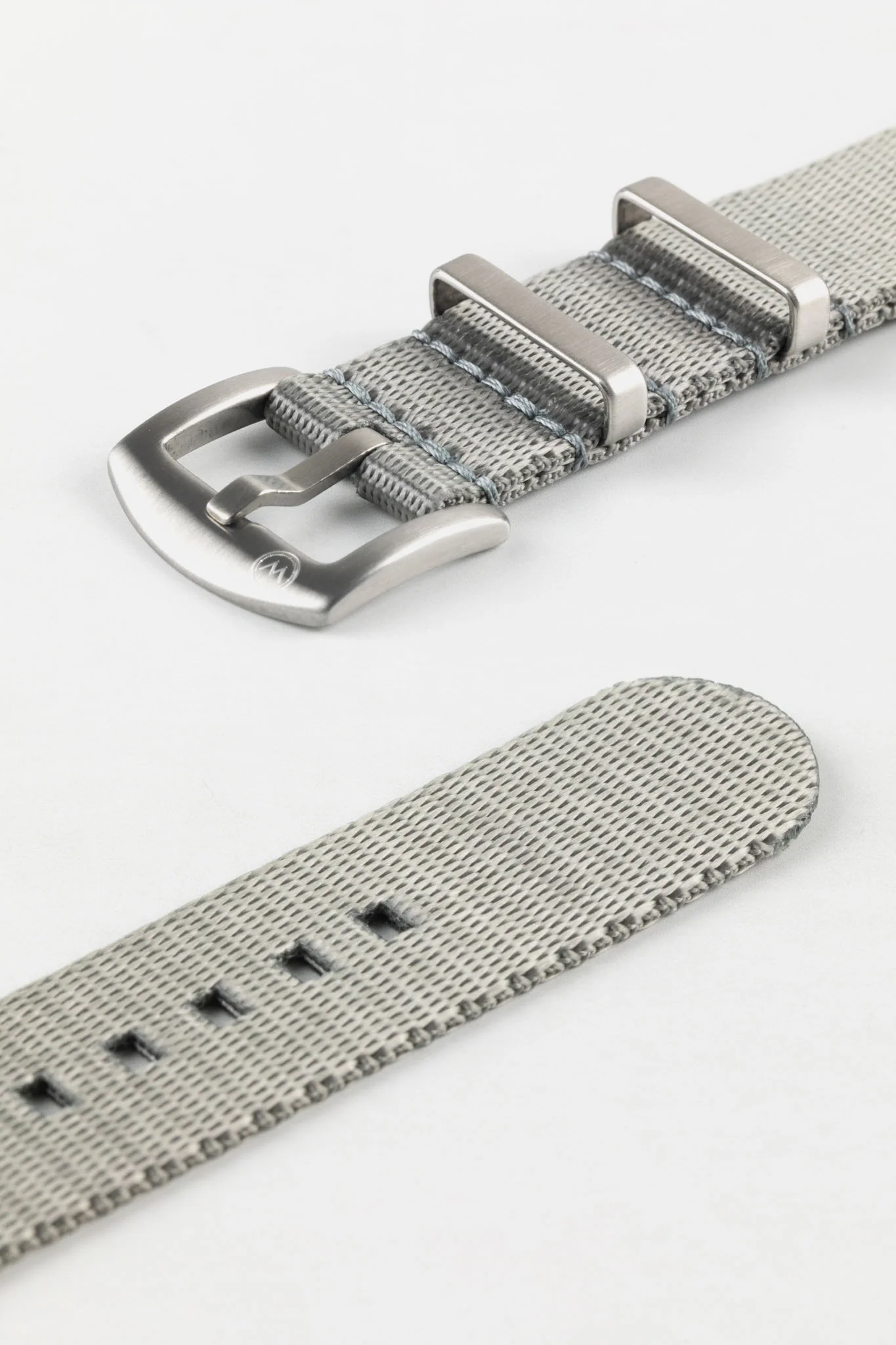 Seatbelt Nylon Watch Strap in GREY with BRUSHED STEEL Hardware - Image 7