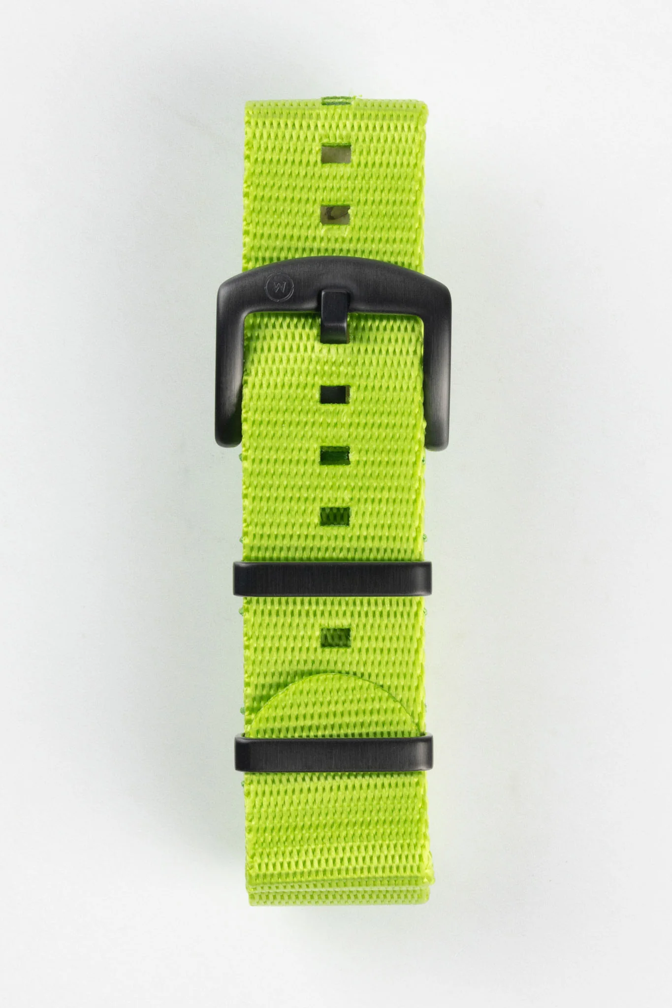 Seatbelt Nylon Watch Strap in LIME GREEN with BLACK PVD Hardware - Image 3