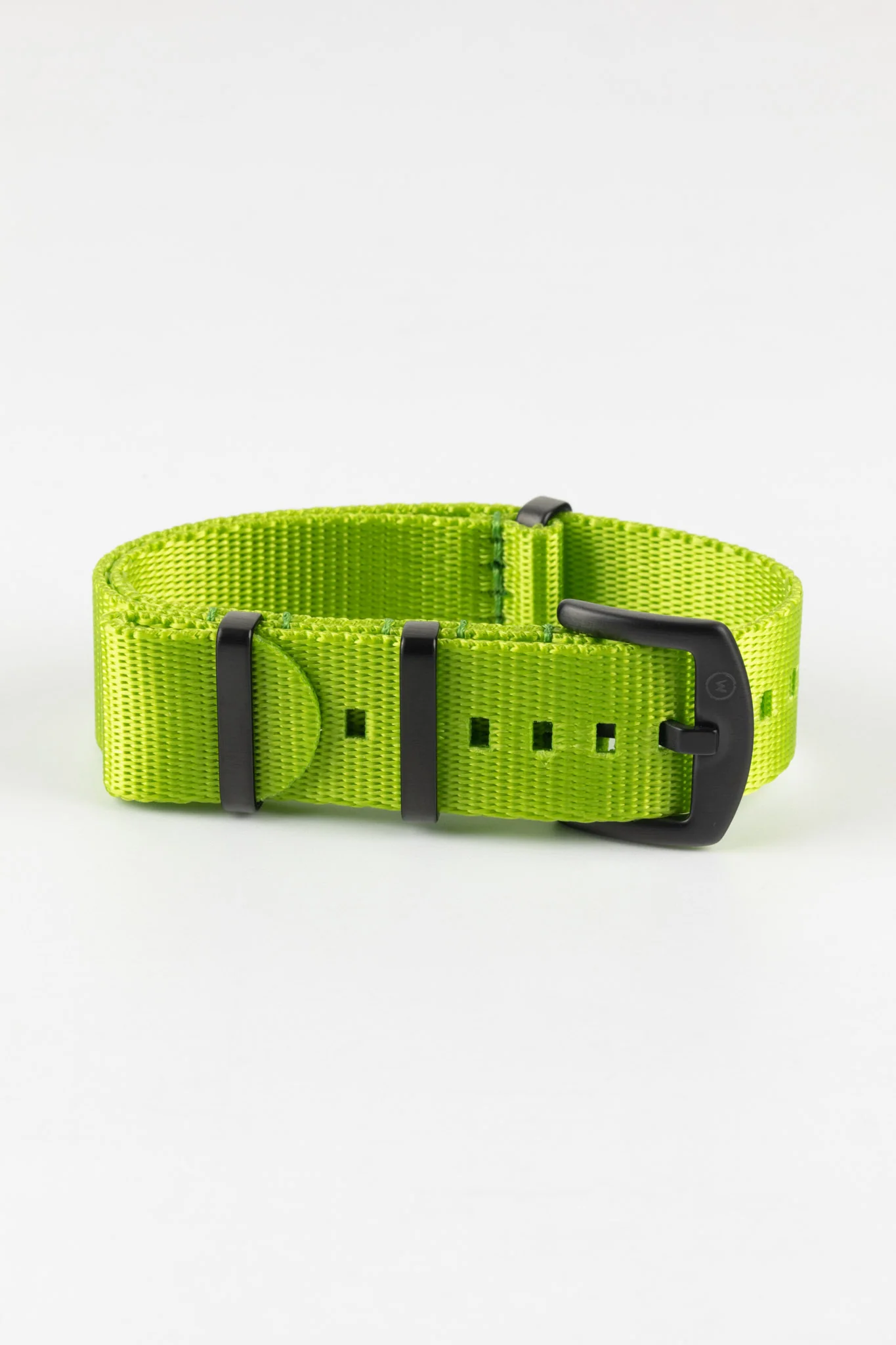 Seatbelt Nylon Watch Strap in LIME GREEN with BLACK PVD Hardware - Image 5