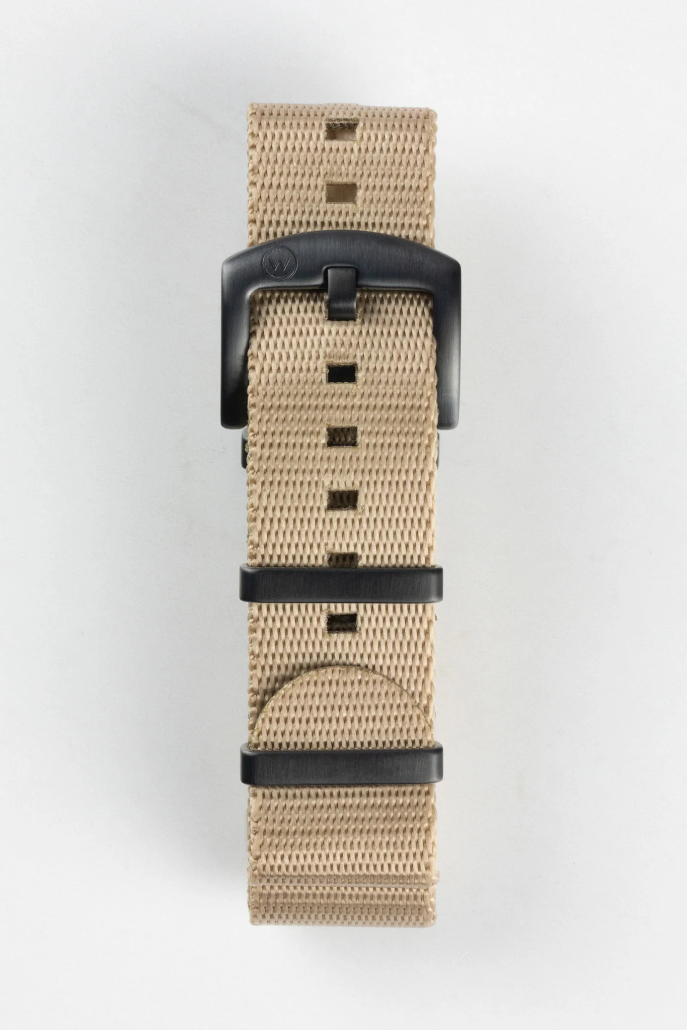 Seatbelt Nylon Watch Strap in OATMEAL with BLACK PVD Hardware - Image 3