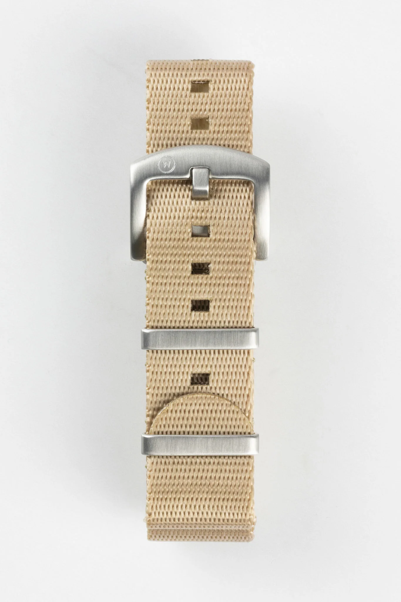 Seatbelt Nylon Watch Strap in OATMEAL with BRUSHED STEEL Hardware - Image 3