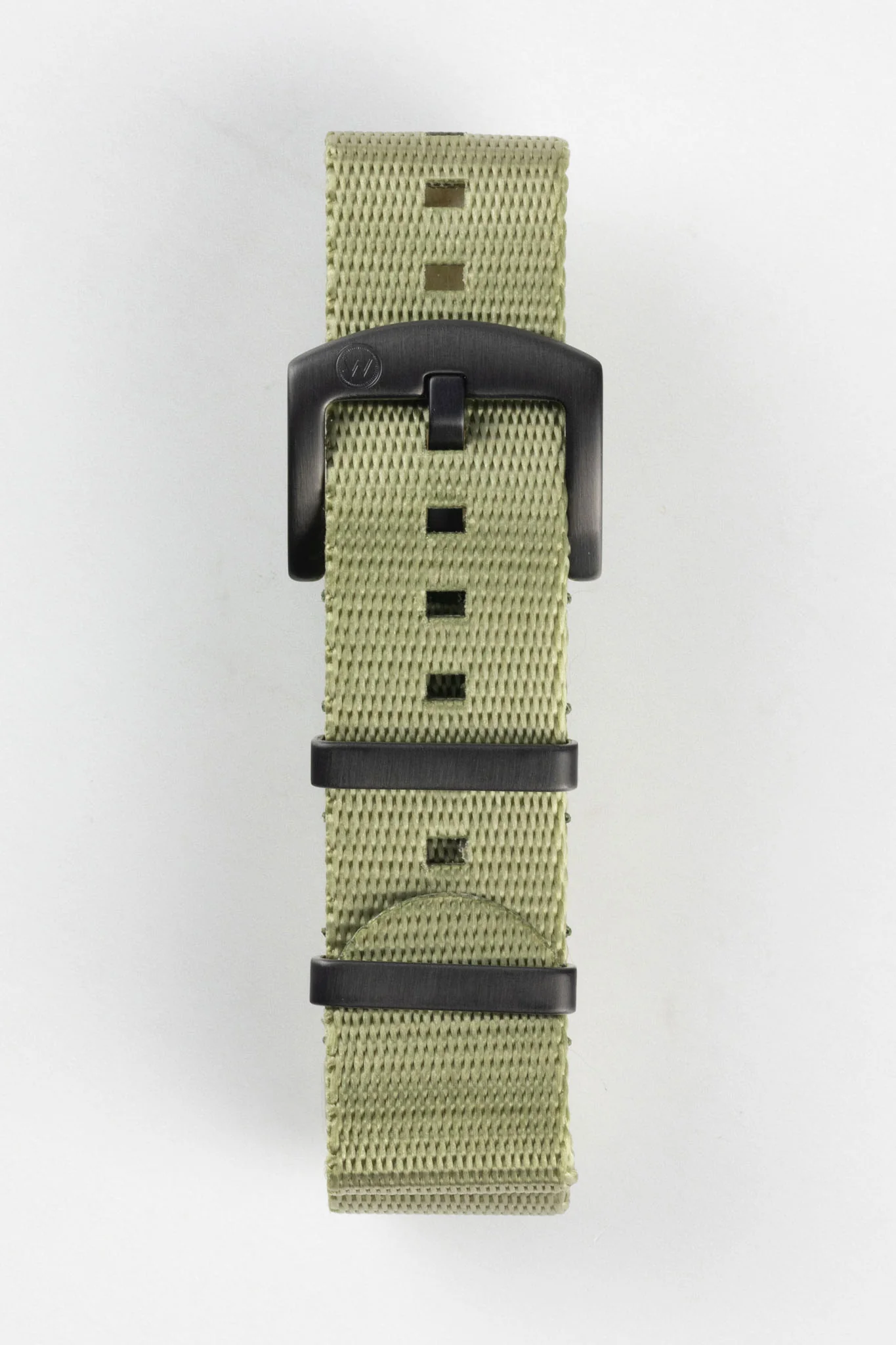 Seatbelt Nylon Watch Strap in OLIVE GREEN with BLACK PVD Hardware - Image 3