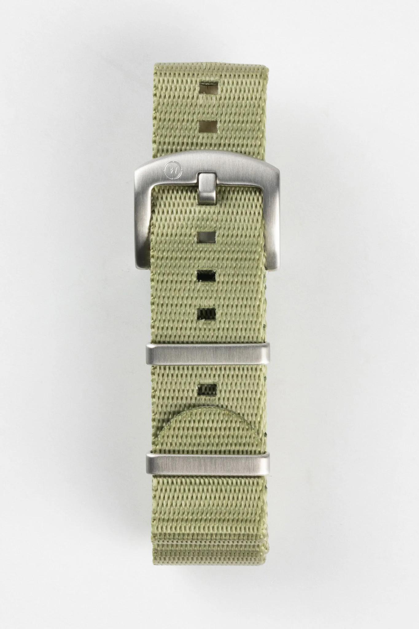 Seatbelt Nylon Watch Strap in OLIVE GREEN with BRUSHED STEEL Hardware - Image 3