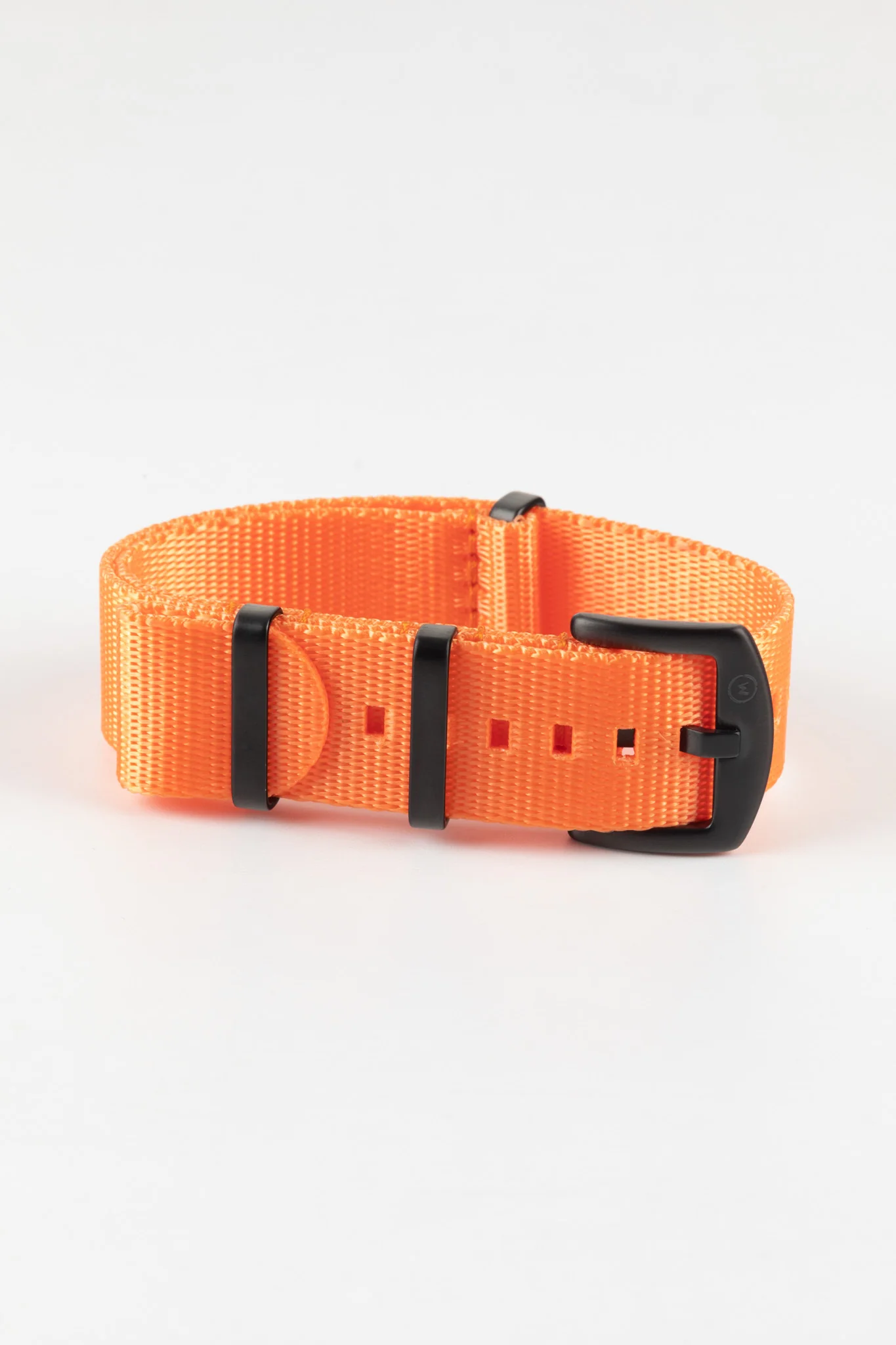 Seatbelt Nylon Watch Strap in ORANGE with BLACK PVD Hardware - Image 5
