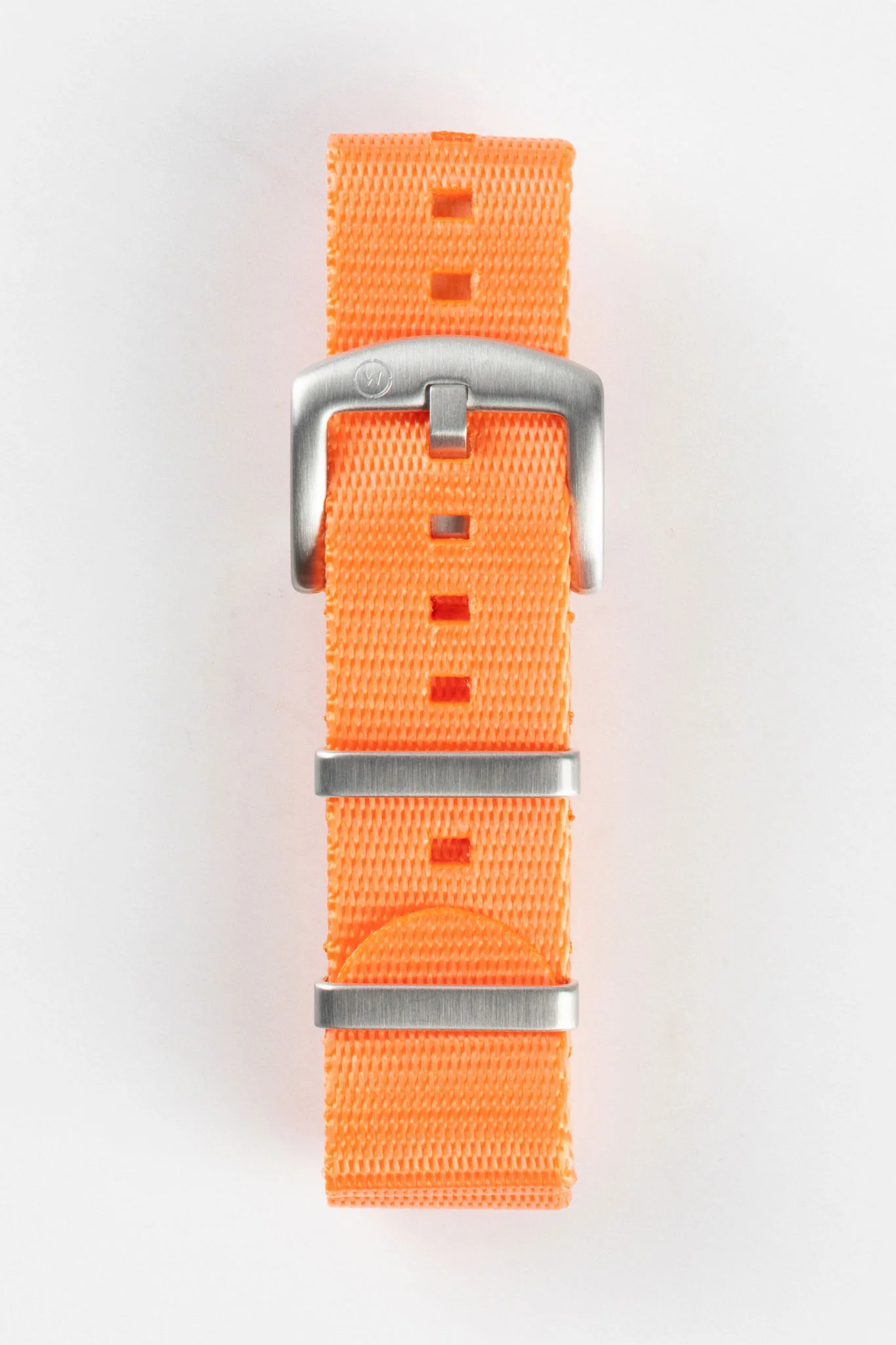Seatbelt Nylon Watch Strap in ORANGE with BRUSHED STEEL Hardware - Image 3