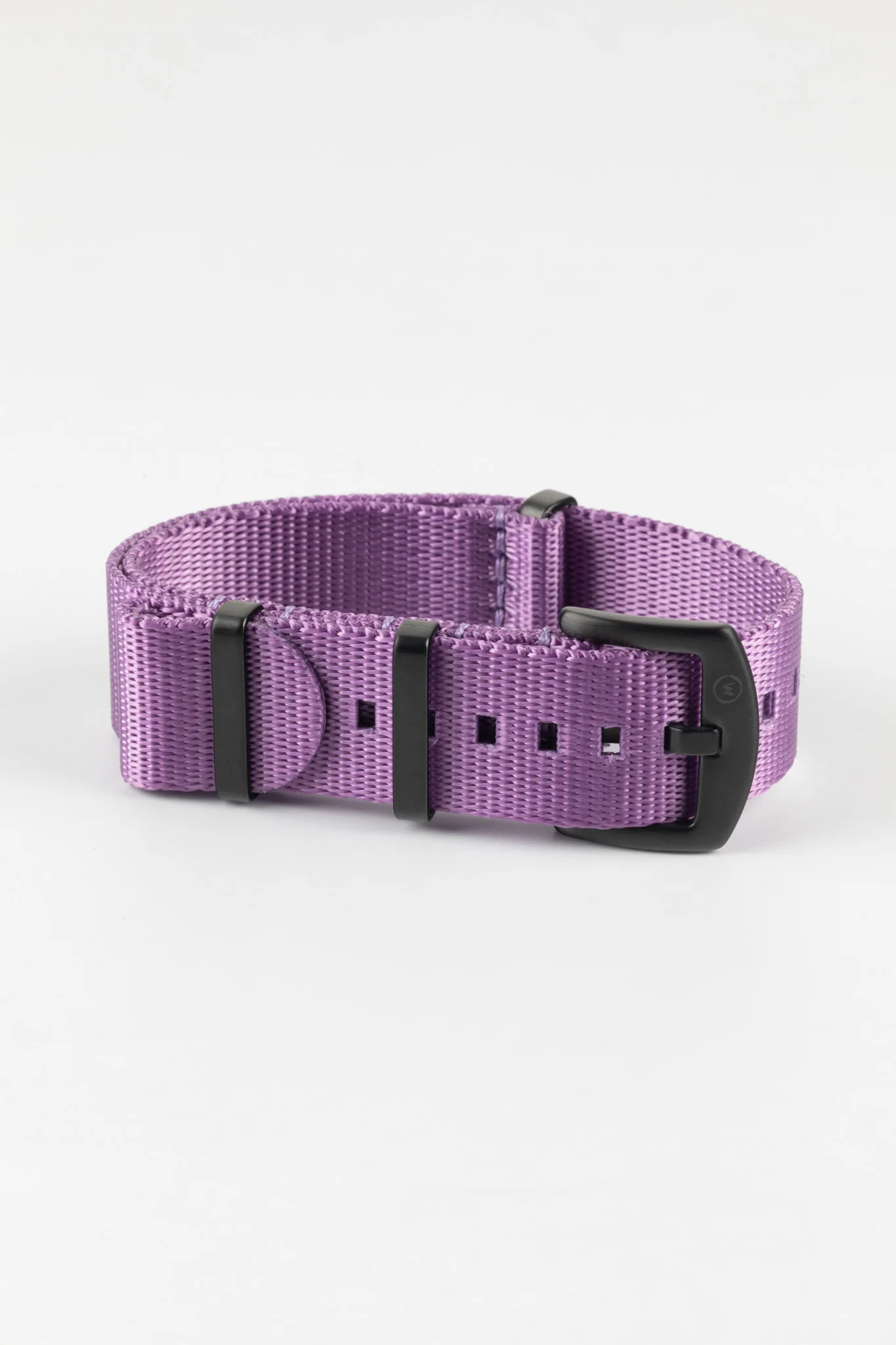 Seatbelt Nylon Watch Strap in PURPLE with BLACK PVD Hardware - Image 5