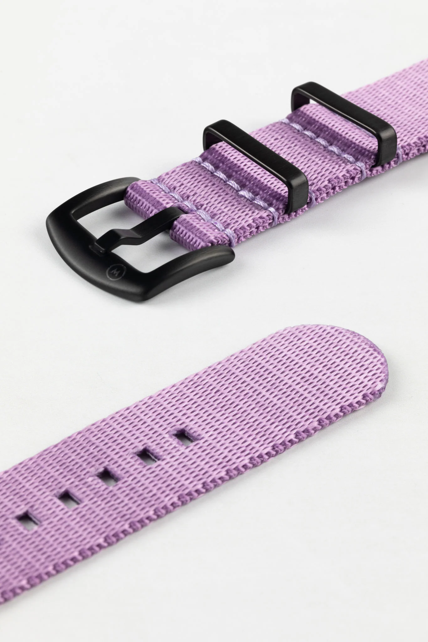 Seatbelt Nylon Watch Strap in PURPLE with BLACK PVD Hardware - Image 7