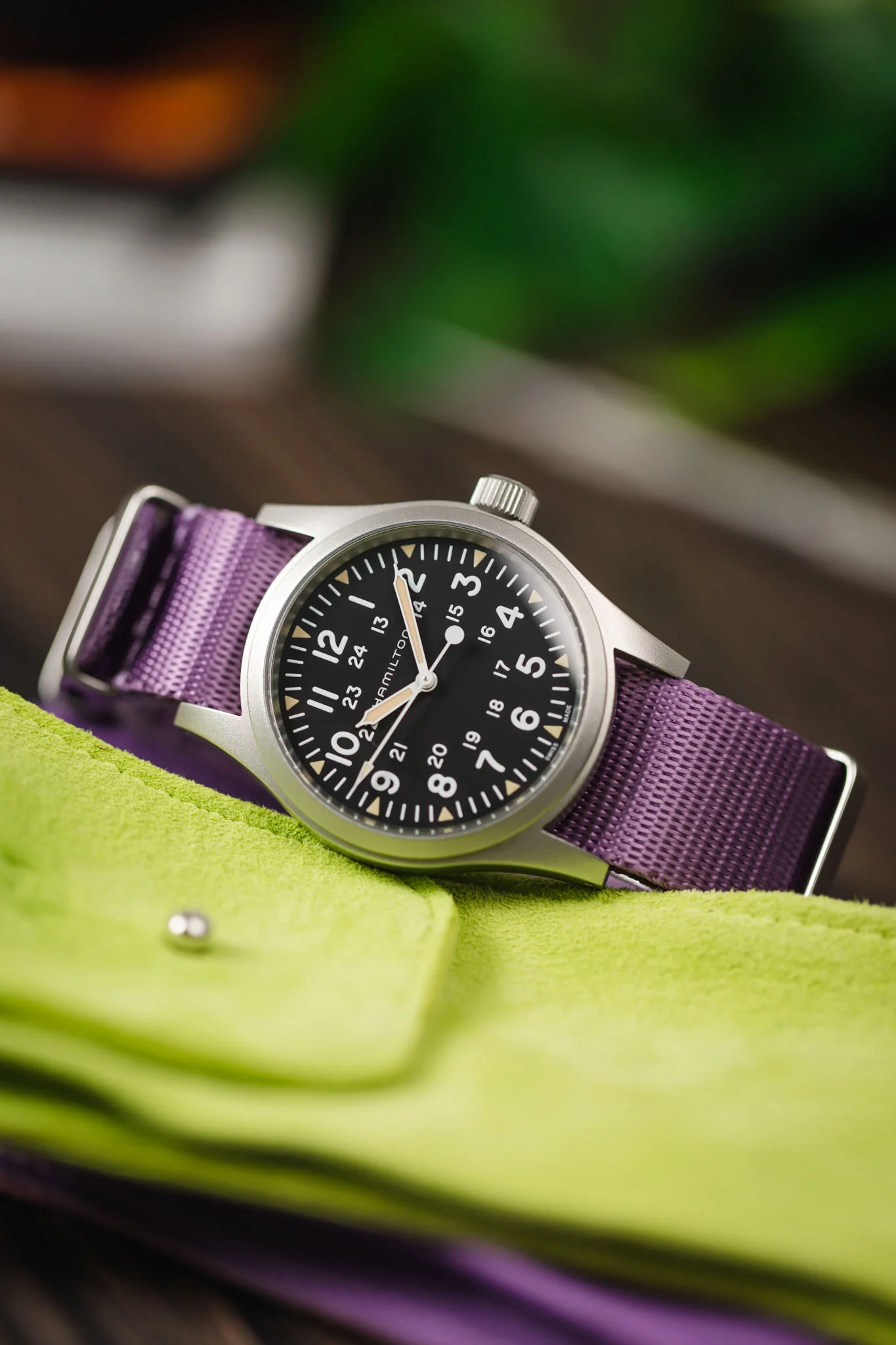 Seatbelt Nylon Watch Strap in PURPLE with BRUSHED STEEL Hardware - Image 4