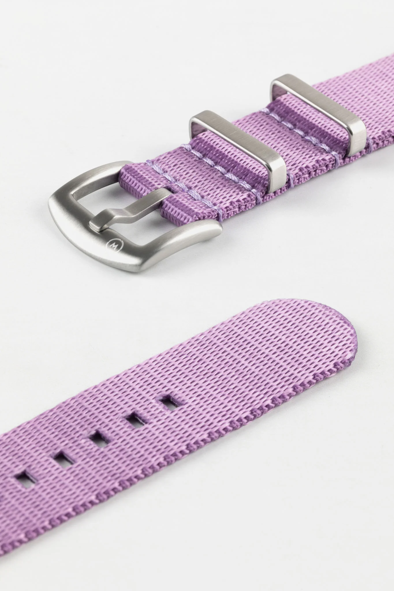 Seatbelt Nylon Watch Strap in PURPLE with BRUSHED STEEL Hardware - Image 7