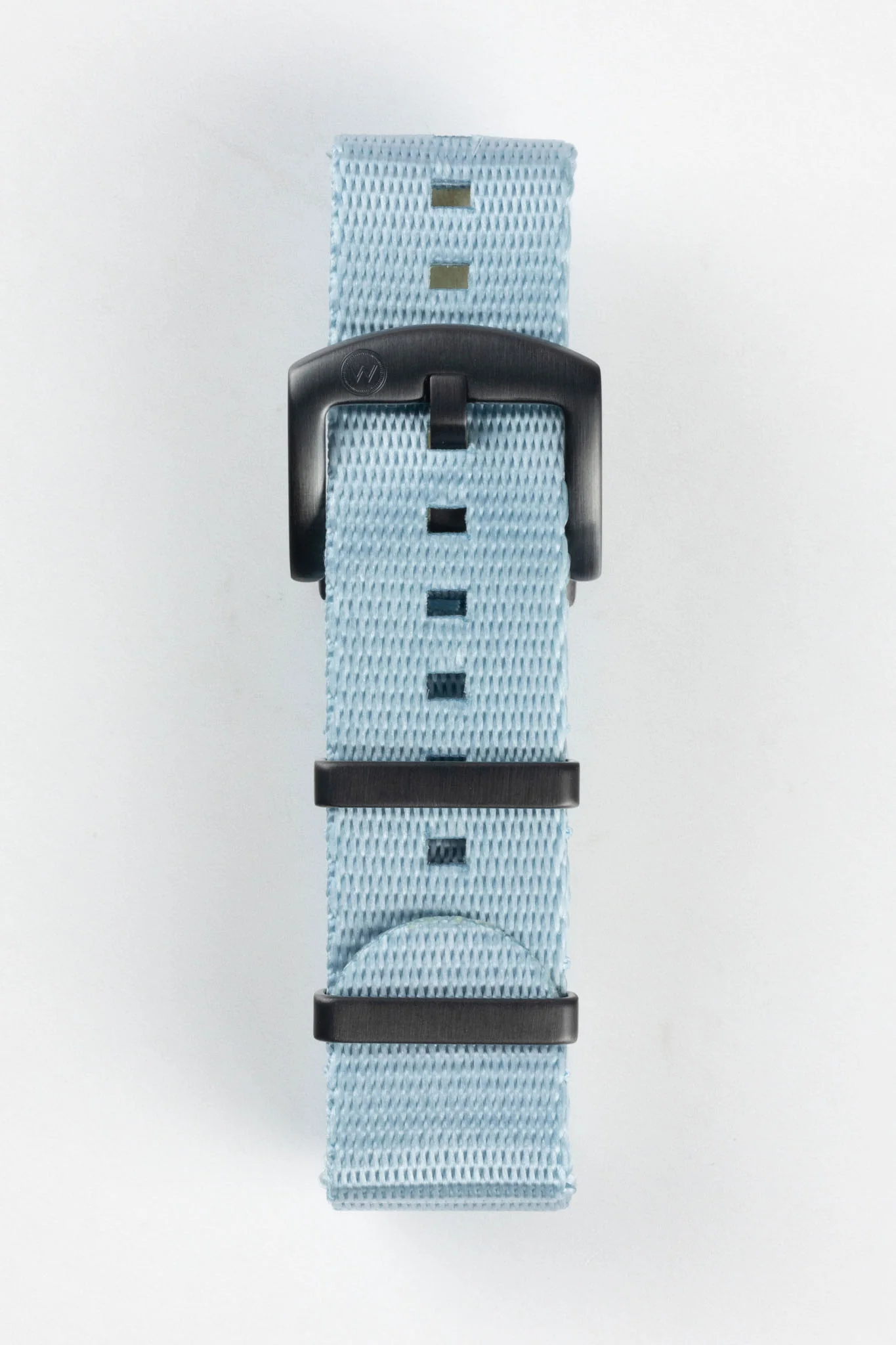 Nylon Seatbelt One-Piece Watch Strap in SKY BLUE with BLACK PVD Hardware - Image 3