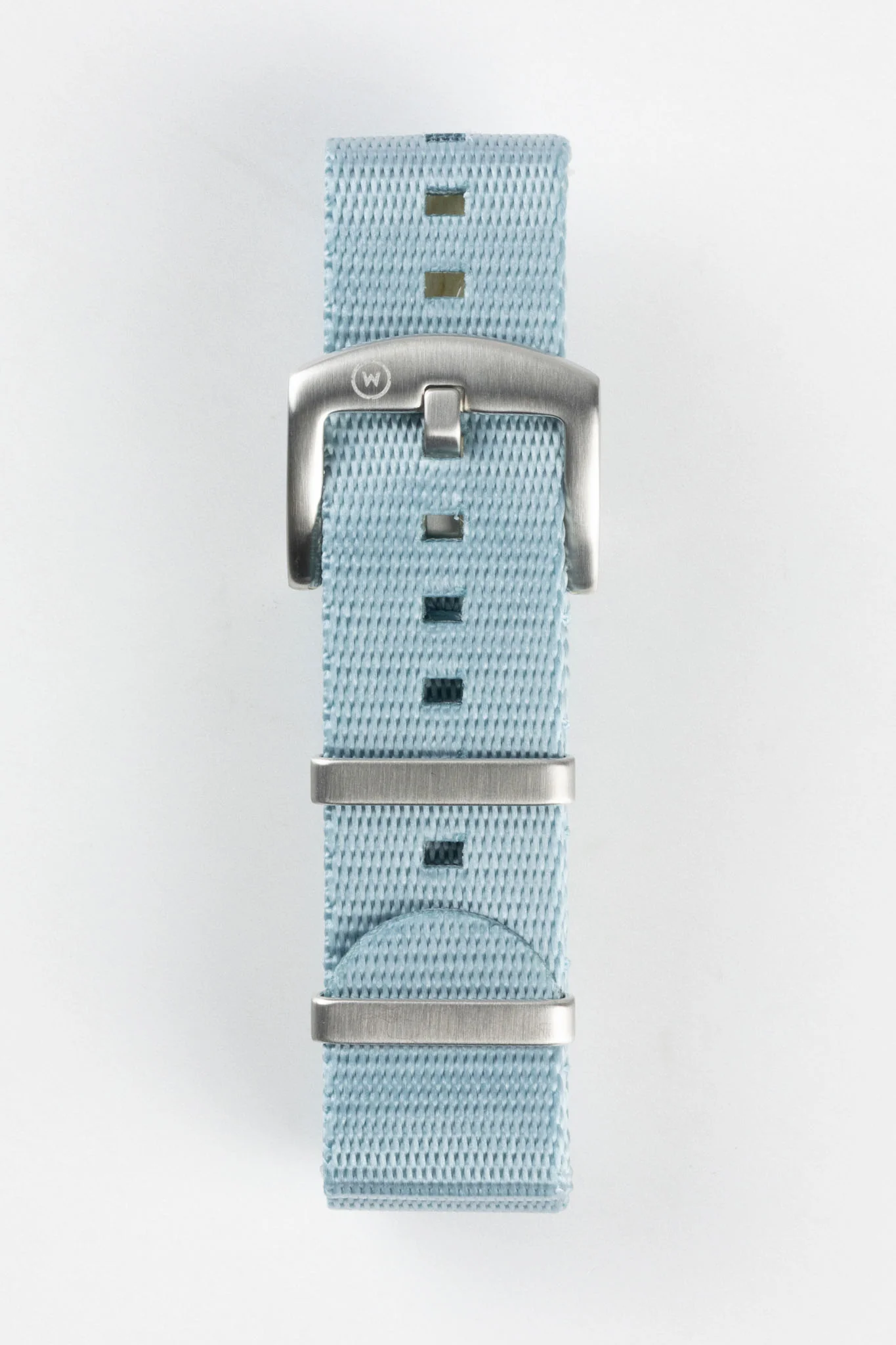 Nylon Seatbelt One-Piece Watch Strap in SKY BLUE with BRUSHED STEEL Hardware - Image 3