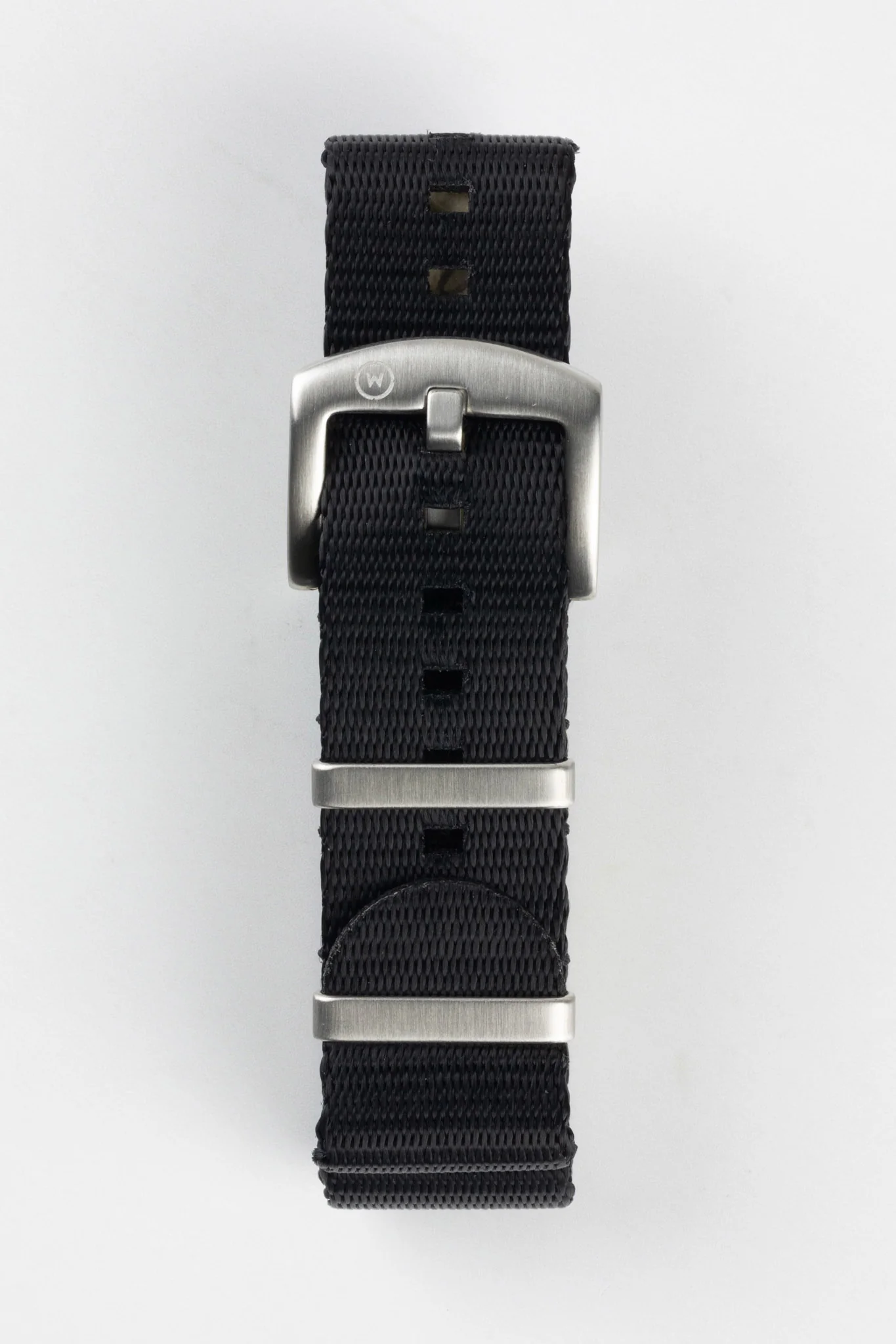 Seatbelt Nylon Watch Strap in BLACK with BRUSHED STEEL Hardware - Image 3