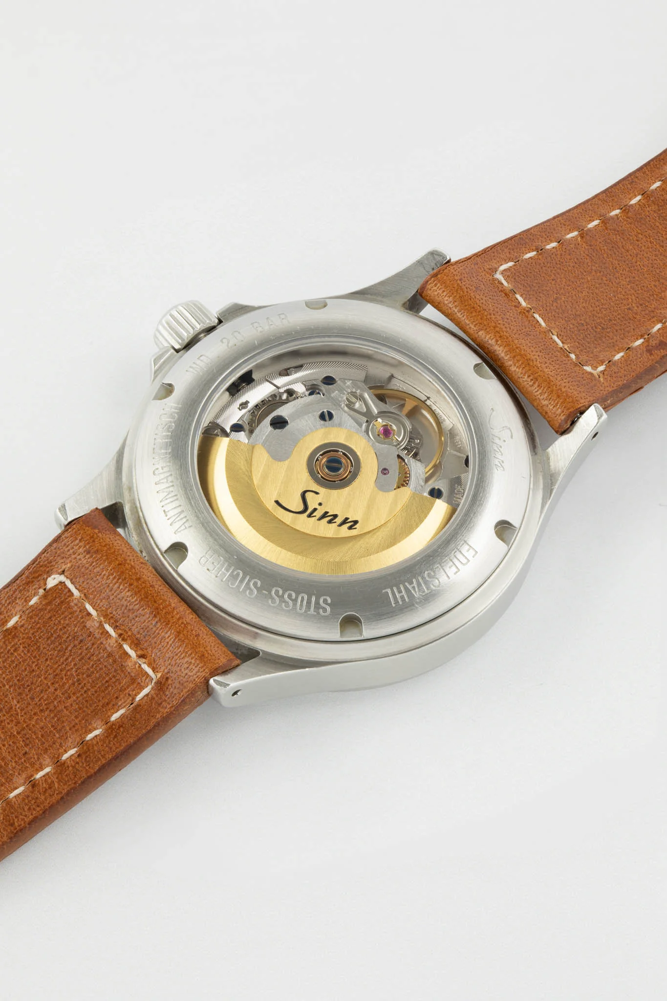 SINN 556 I Stainless Steel 38.5mm Sports Watch - Brown Leather Strap - Image 11