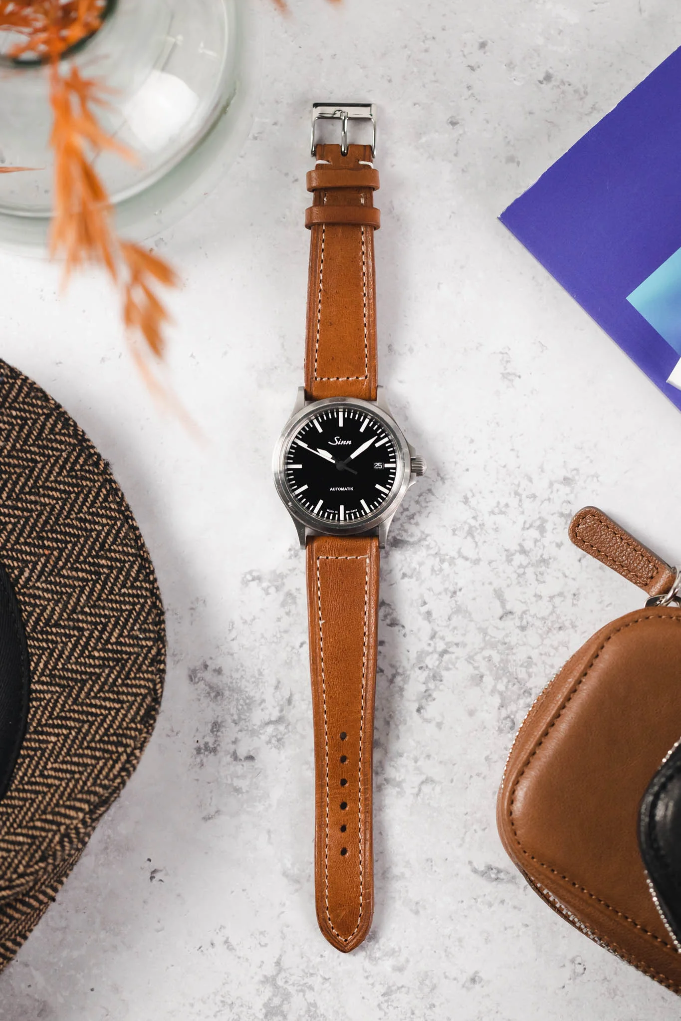 SINN 556 I Stainless Steel 38.5mm Sports Watch - Brown Leather Strap - Image 12