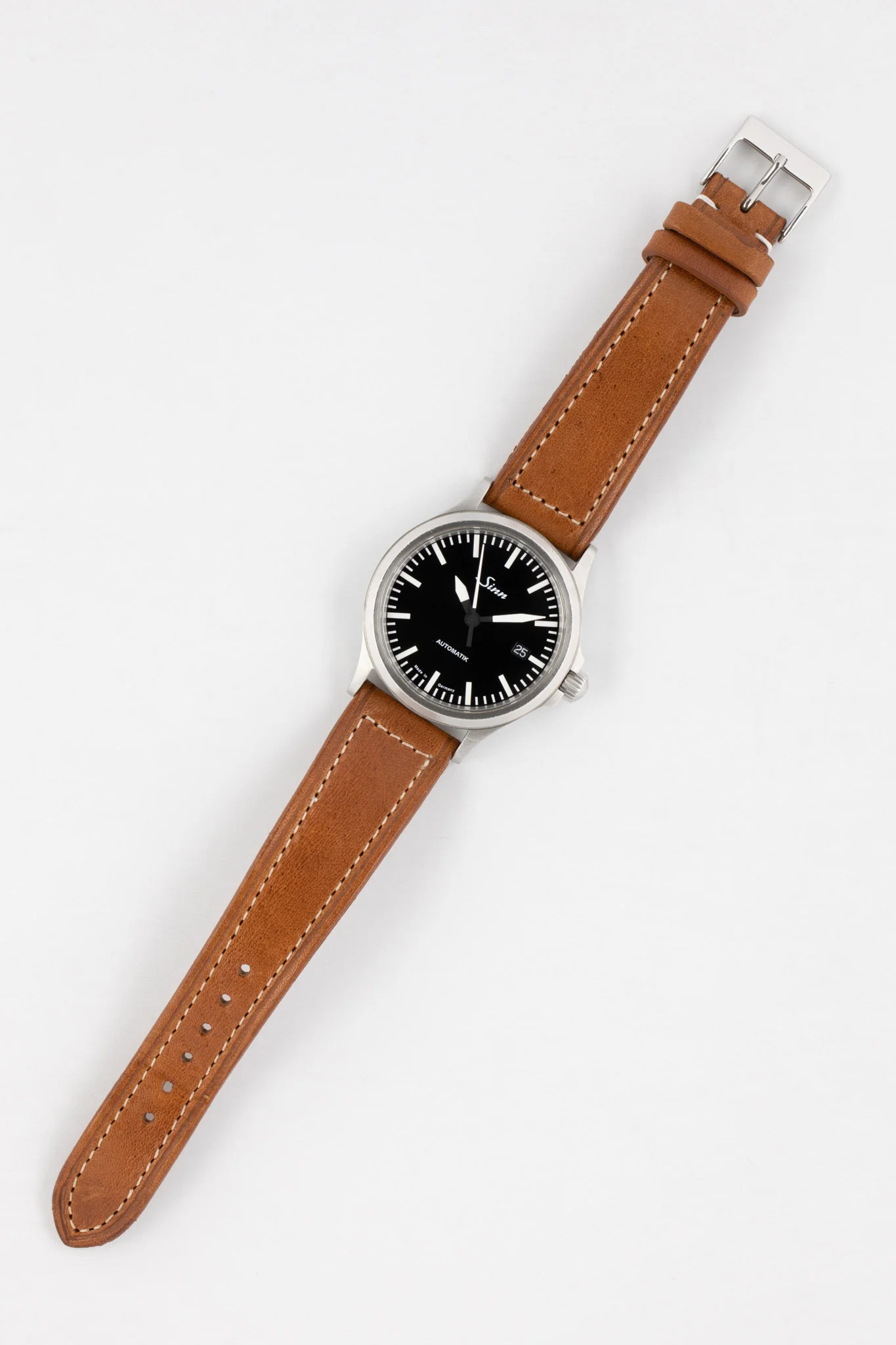 SINN 556 I Stainless Steel 38.5mm Sports Watch - Brown Leather Strap - Image 3