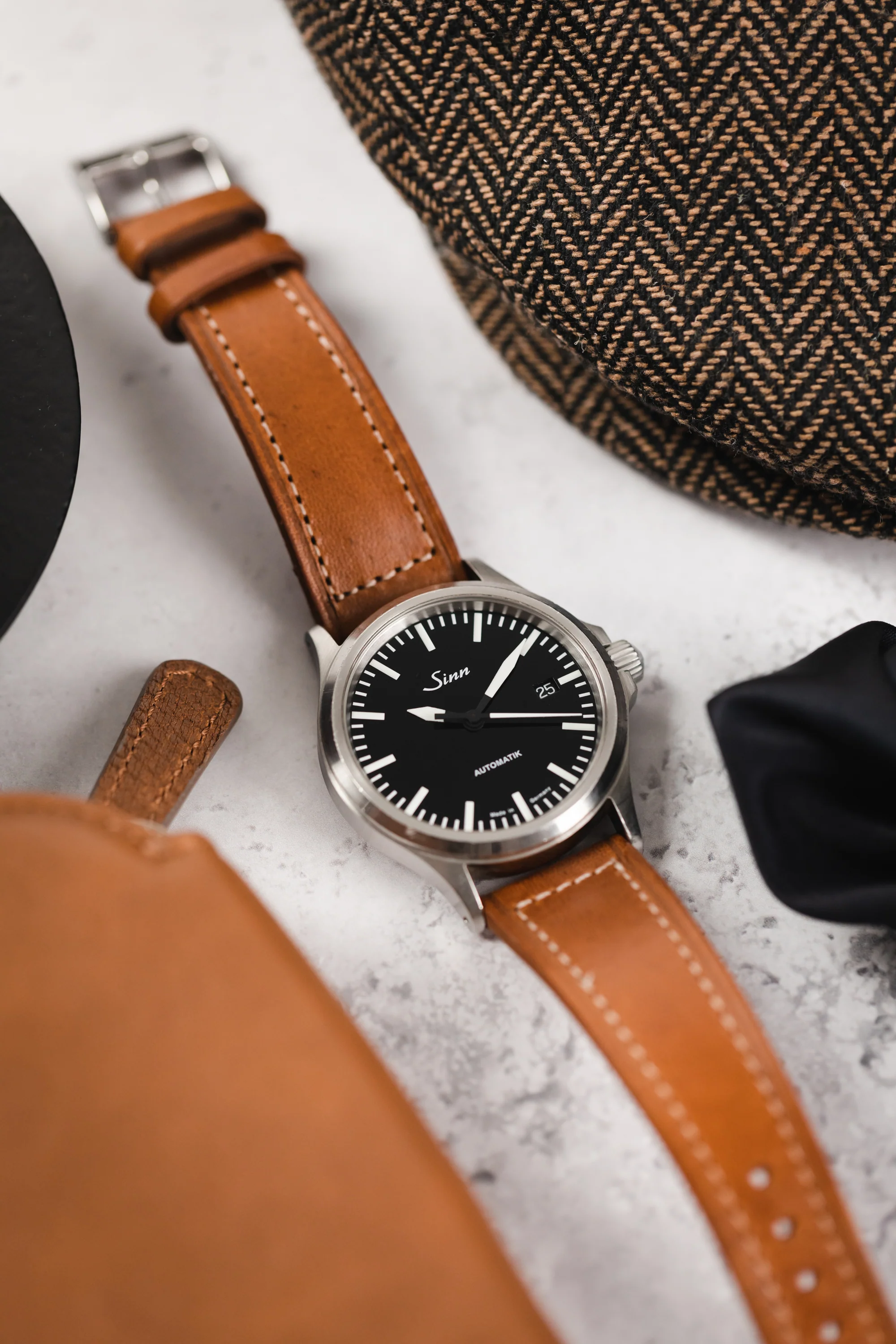 SINN 556 I Stainless Steel 38.5mm Sports Watch - Brown Leather Strap - Image 4