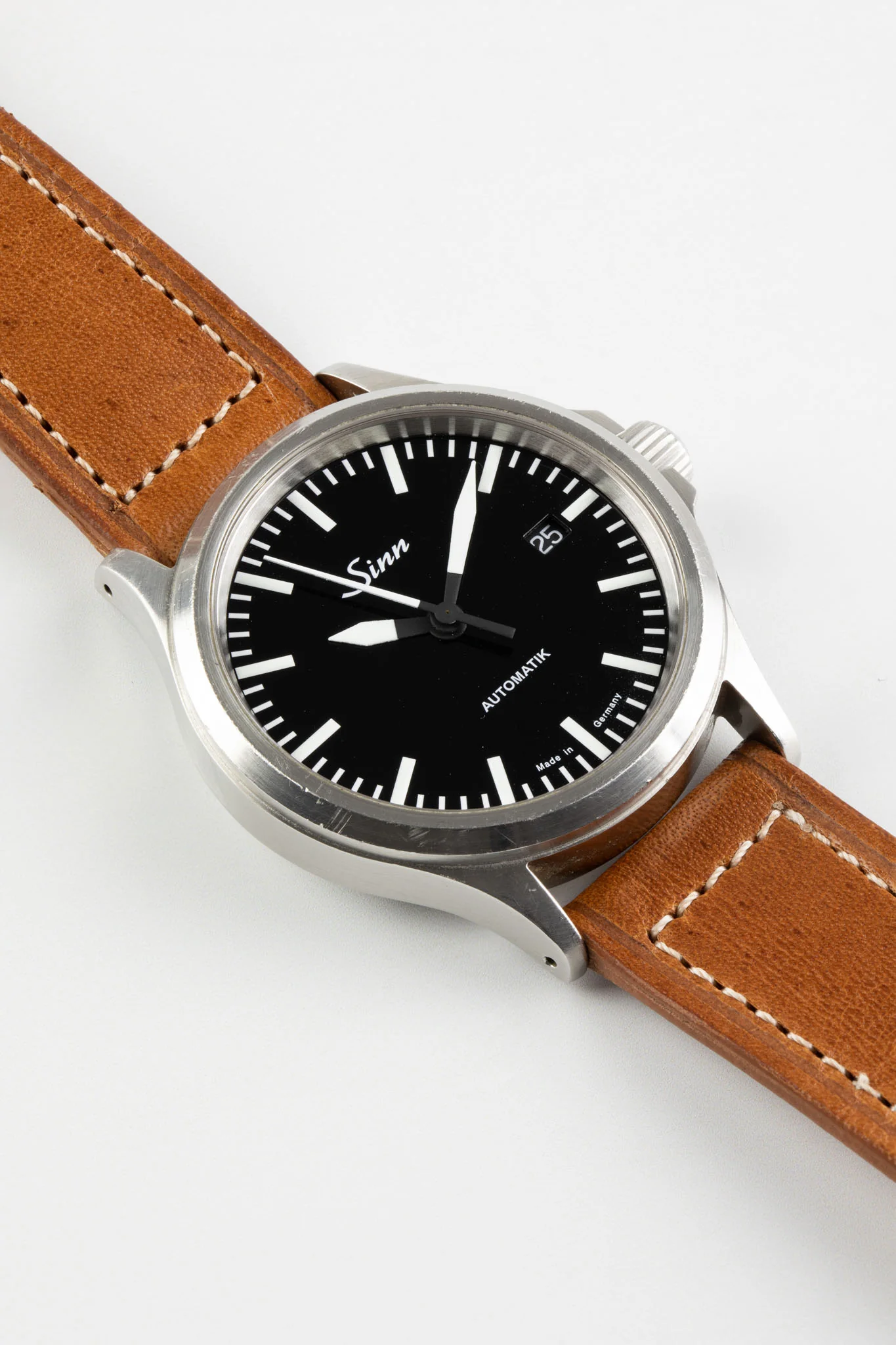 SINN 556 I Stainless Steel 38.5mm Sports Watch - Brown Leather Strap - Image 5