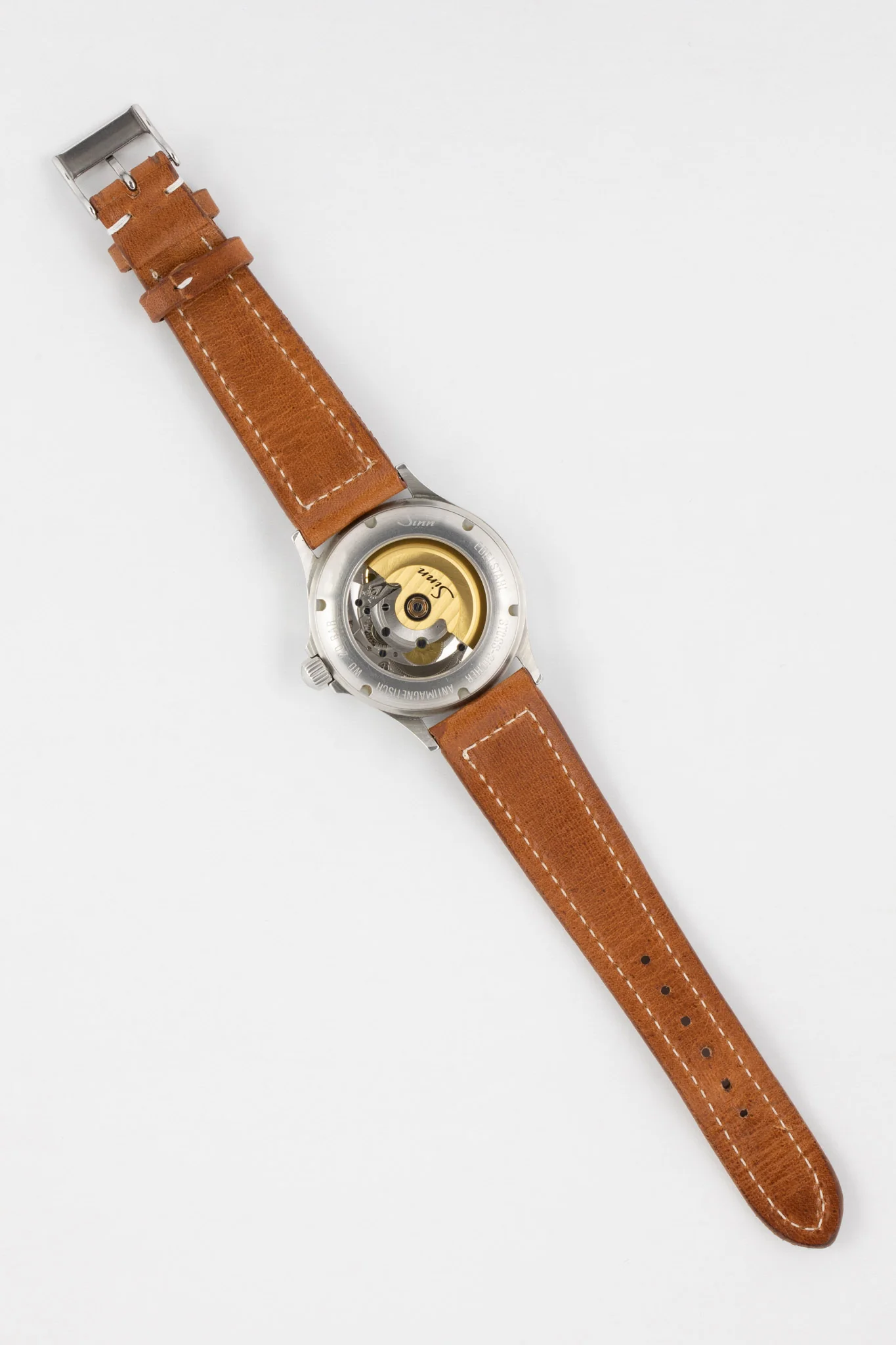 SINN 556 I Stainless Steel 38.5mm Sports Watch - Brown Leather Strap - Image 9