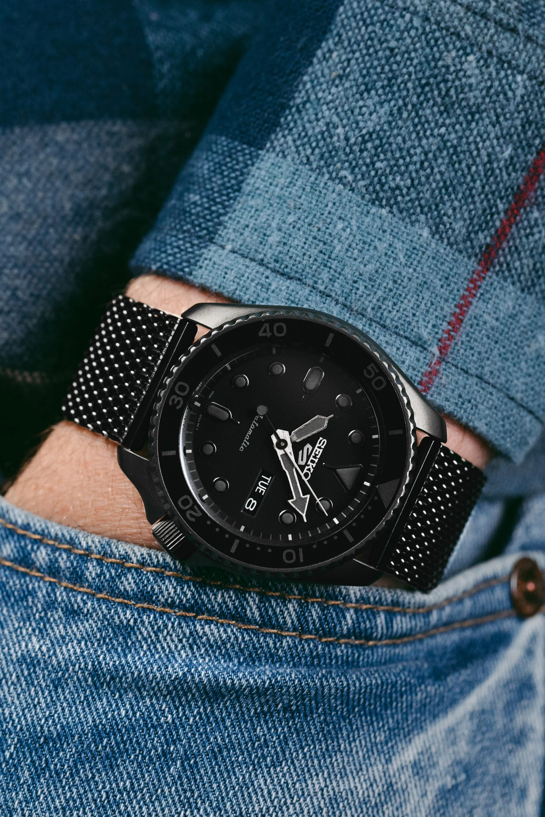 Staib SOC 2906 Stainless Steel Milanaise Mesh Watch Bracelet - BLACK - Image 2