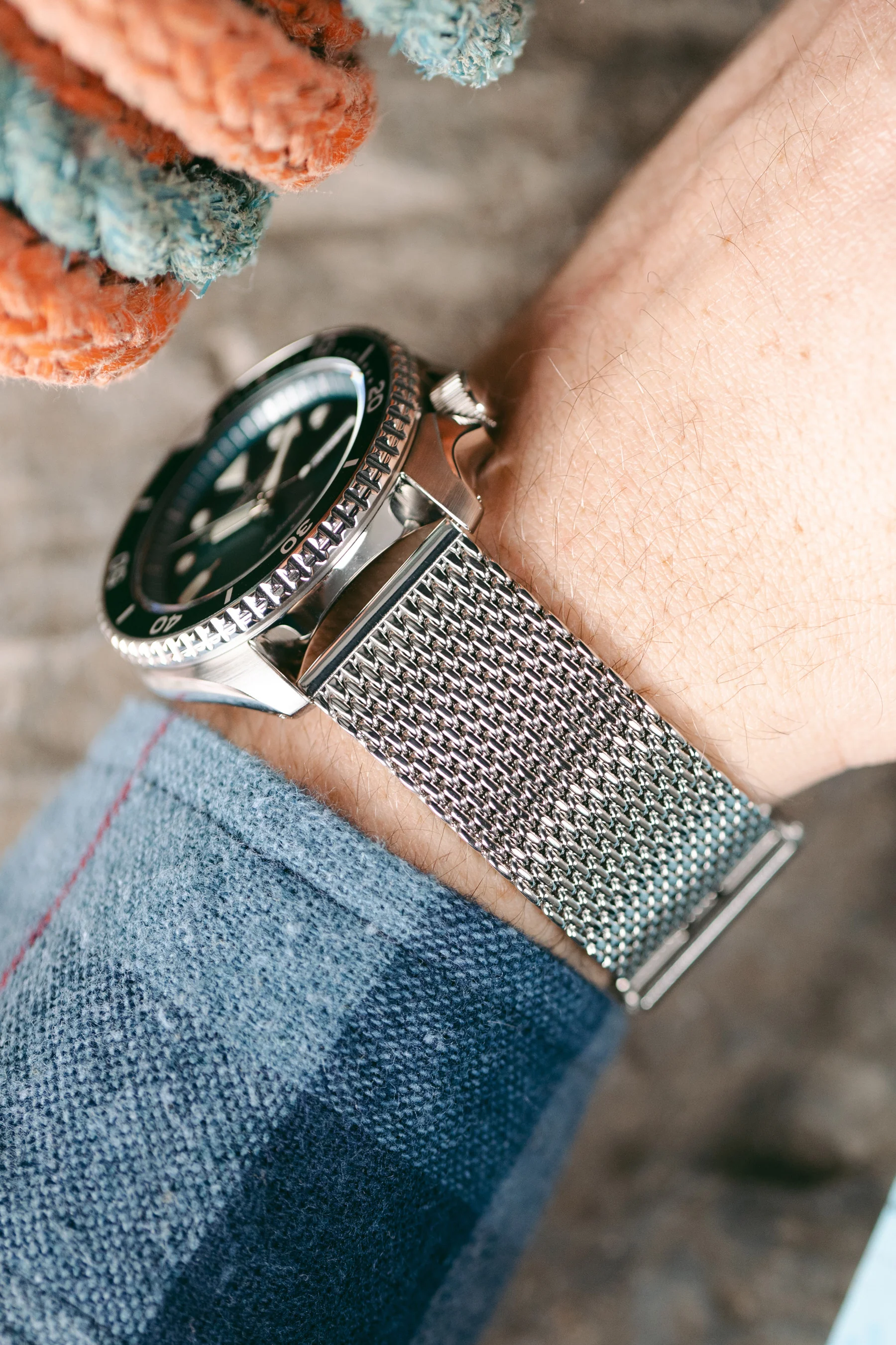Staib SOC 2906 Stainless Steel Milanaise Mesh Watch Bracelet - POLISHED SILVER - Image 2