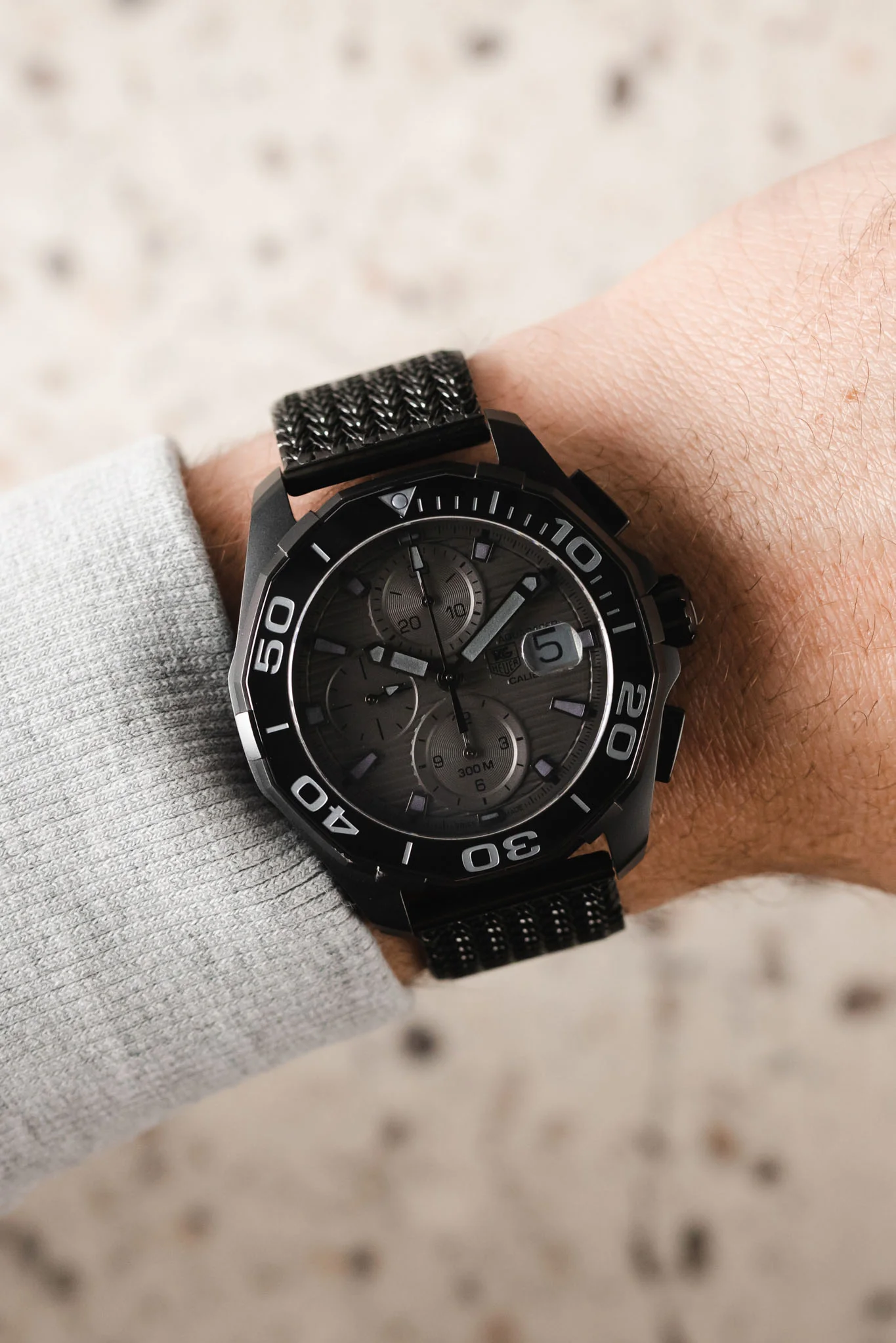 Staib SOC 2910 Stainless Steel Polonaise Mesh Watch Bracelet - BLACK - Image 2