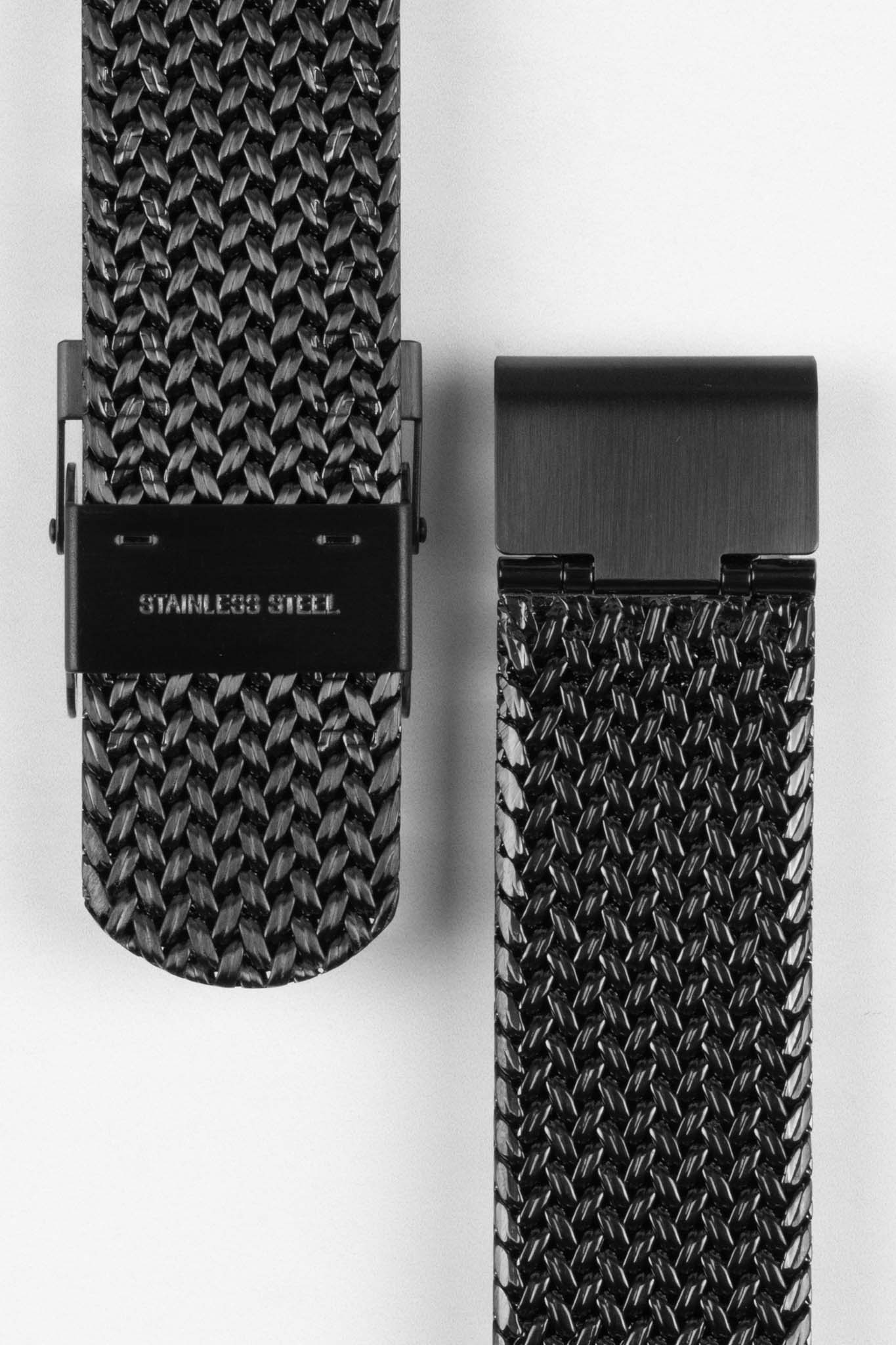 Staib SOC 2910 Stainless Steel Polonaise Mesh Watch Bracelet - BLACK - Image 3