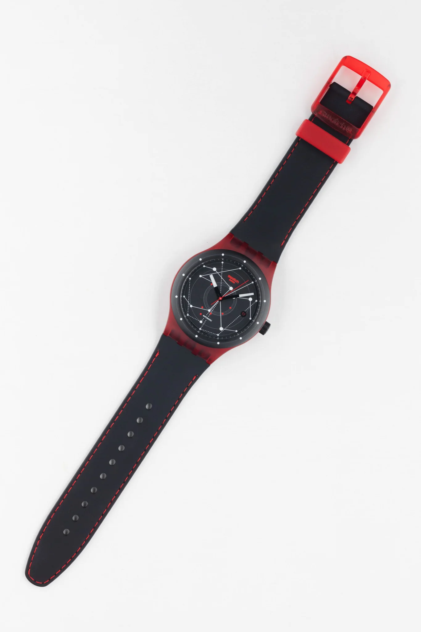 SWATCH SUTR400 Sistem51 42mm Polycarbonate Automatic Watch - Red - Image 4