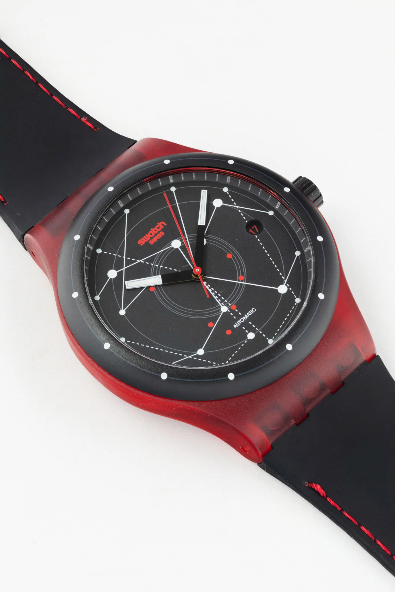 SWATCH SUTR400 Sistem51 42mm Polycarbonate Automatic Watch - Red - Image 5
