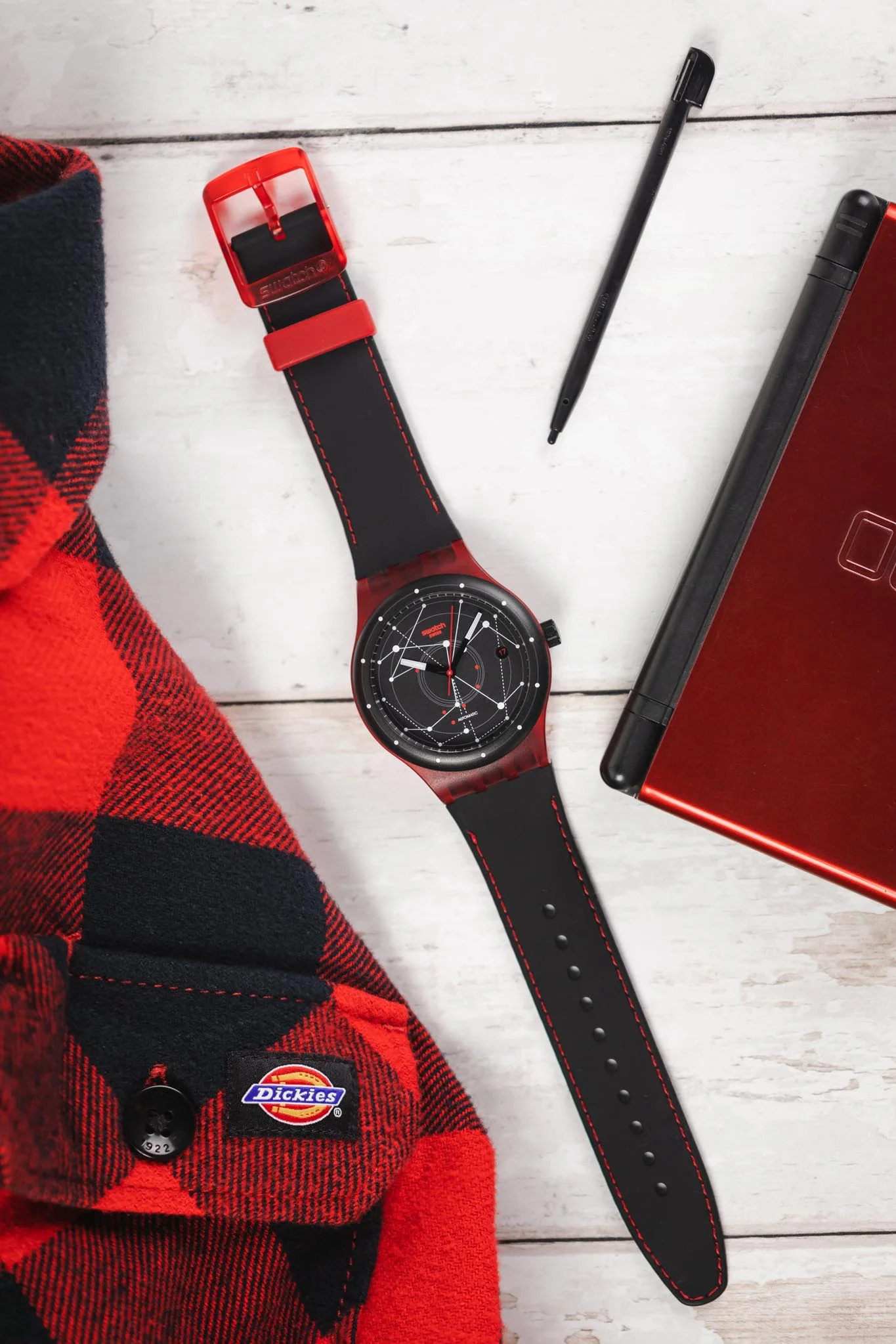 SWATCH SUTR400 Sistem51 42mm Polycarbonate Automatic Watch - Red - Image 8