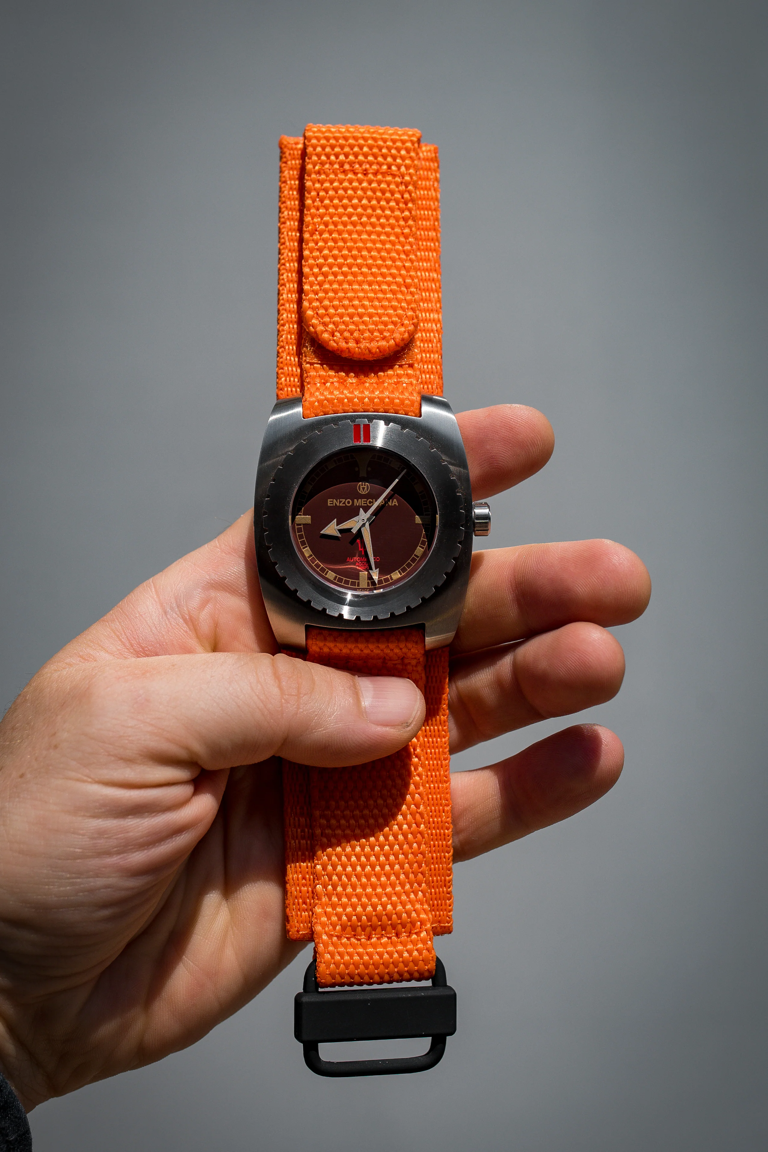 Tactical Hook & Loop Nylon Watch Strap in ORANGE - Image 5