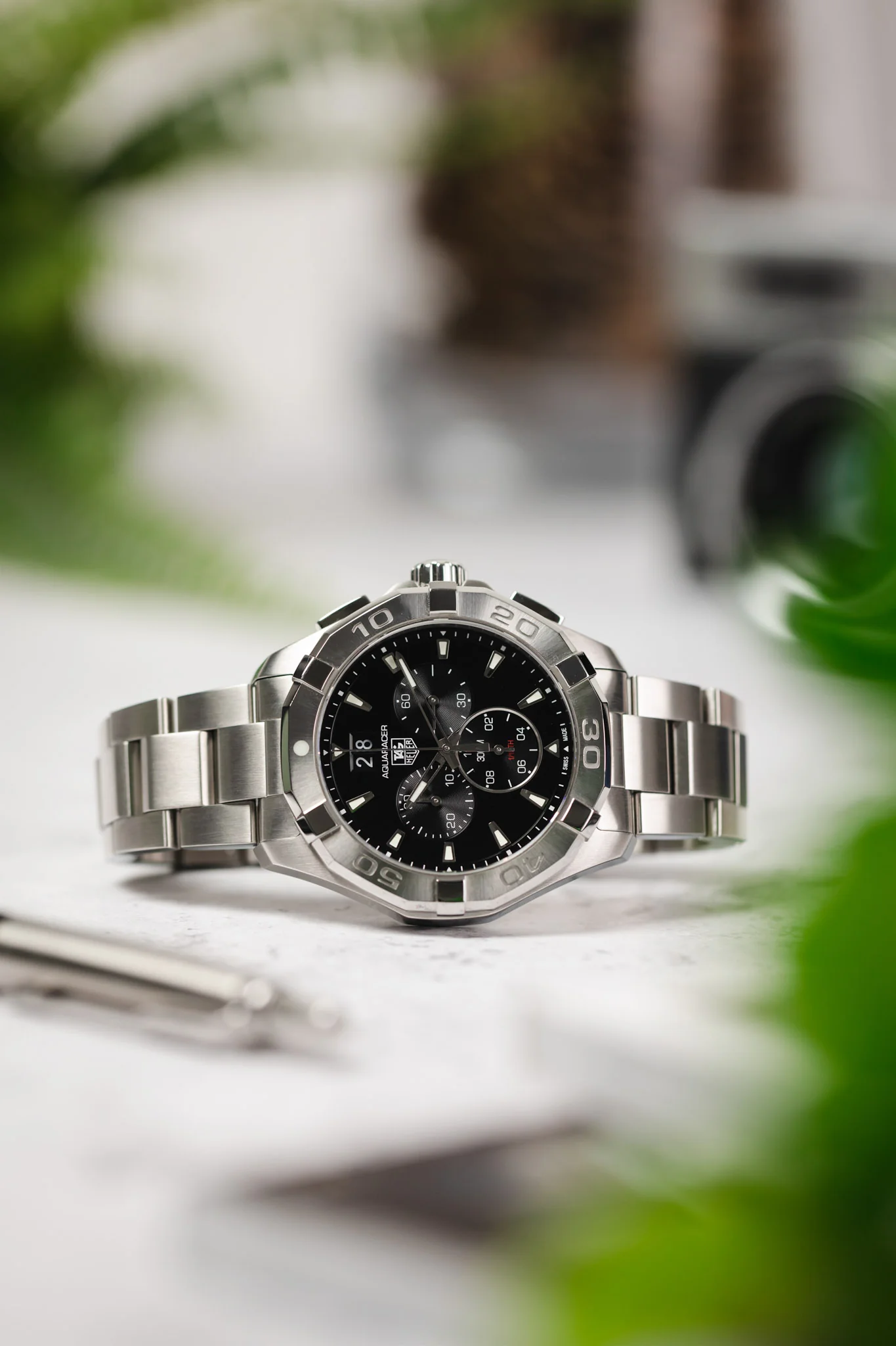 TAG HEUER CAY1110.BA0927 Aquaracer 43mm Quartz Chronograph – Steel Bezel & Black Dial - Image 4