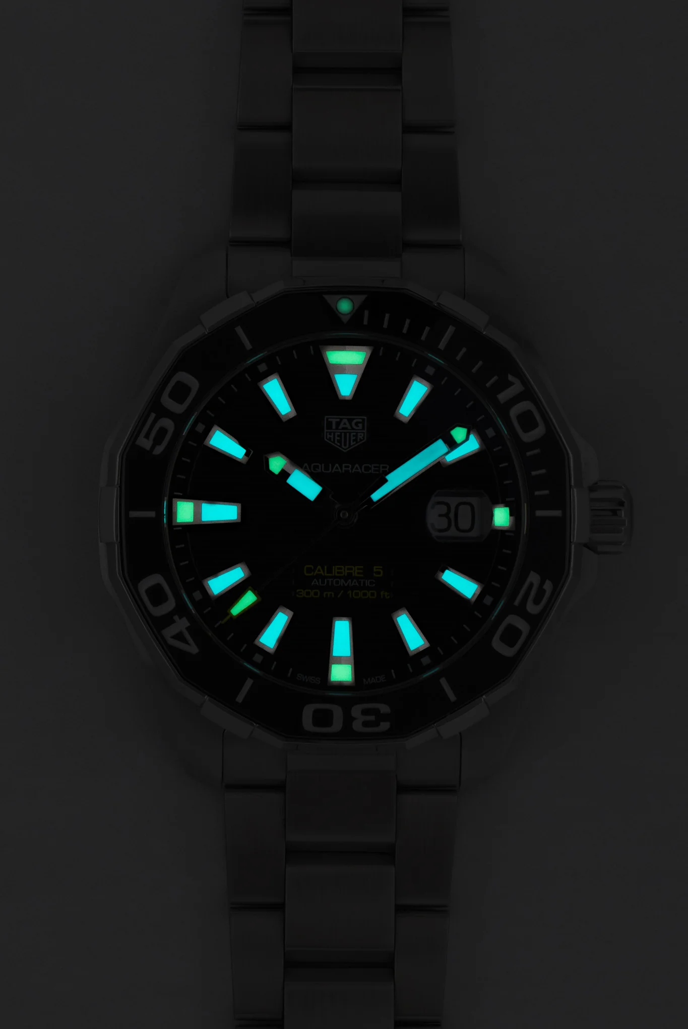 TAG HEUER WAY201A.BA0927 Aquaracer Calibre 5 43mm Automatic Watch - Black Dial - Image 6