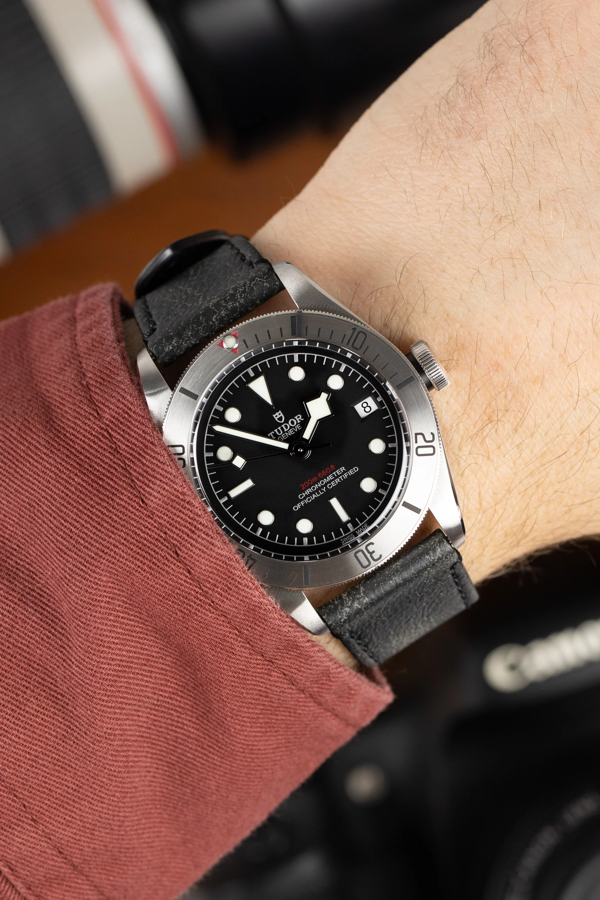 TUDOR M79730-0005 Black Bay 41mm Automatic Watch with Black Leather Strap - Image 2