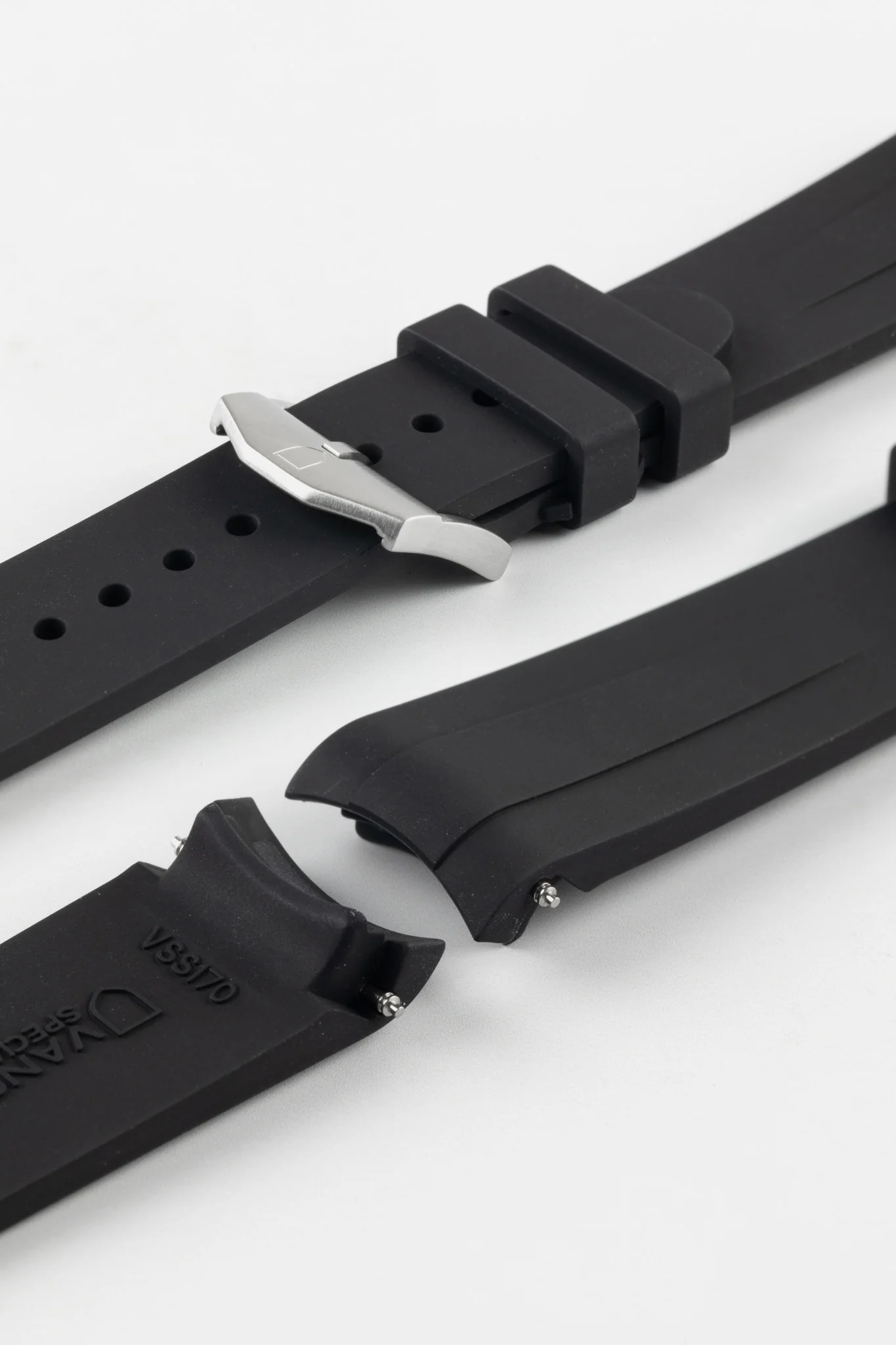 VANGUARD Curved-End Integrated Rubber Watch Strap for Rolex in BLACK - Image 7